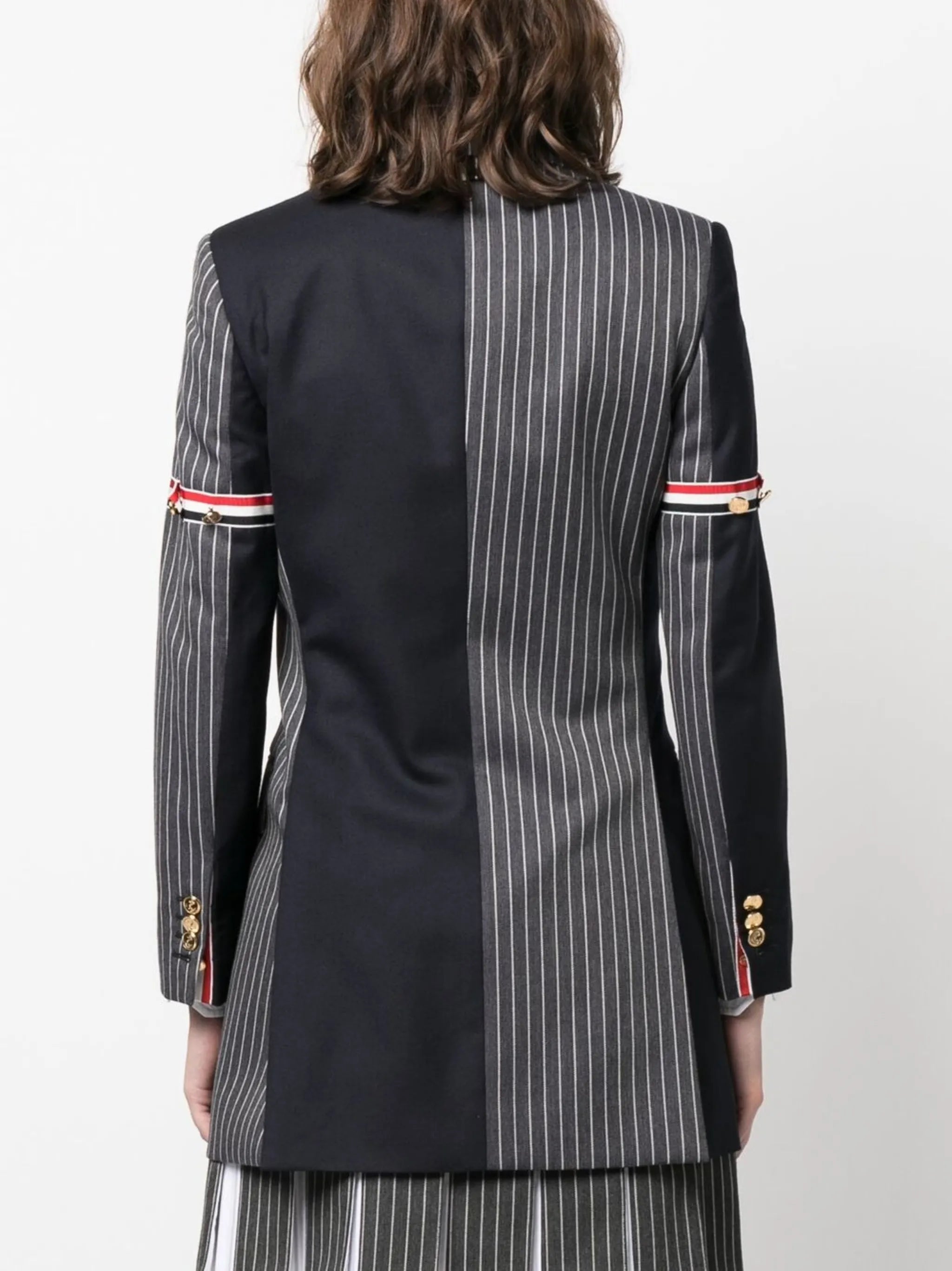 striped panelled jacket