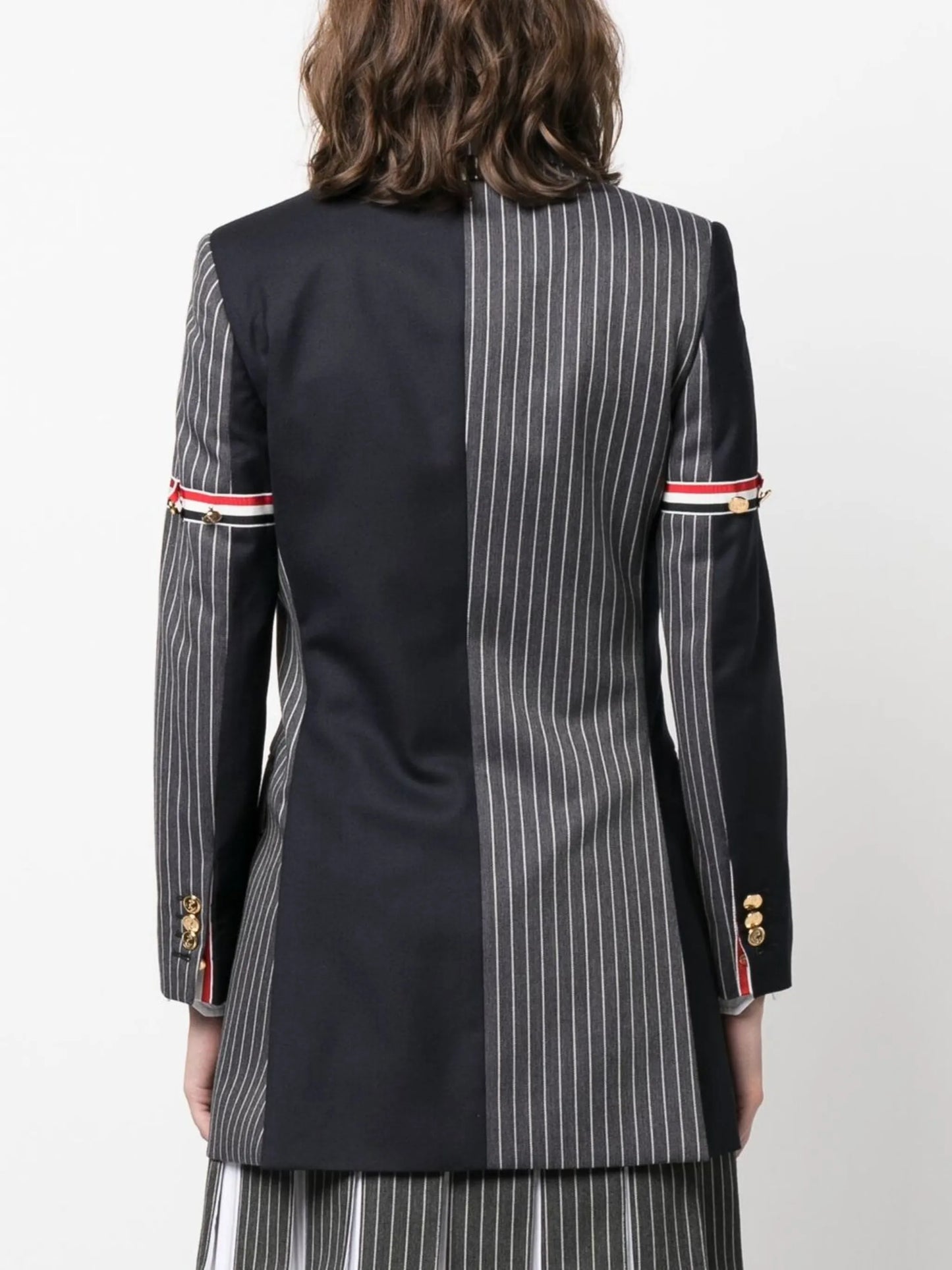 striped panelled jacket