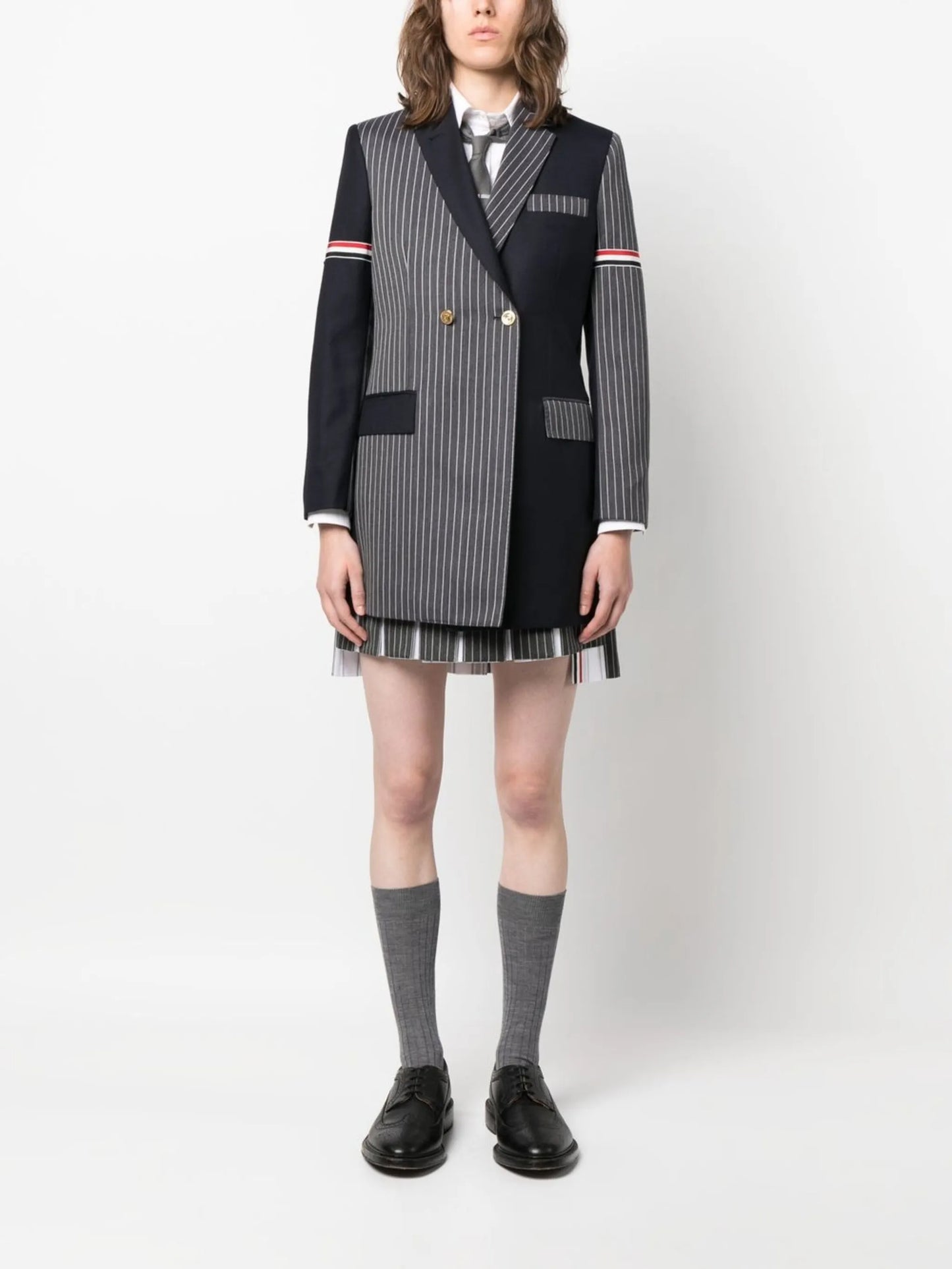 striped panelled jacket