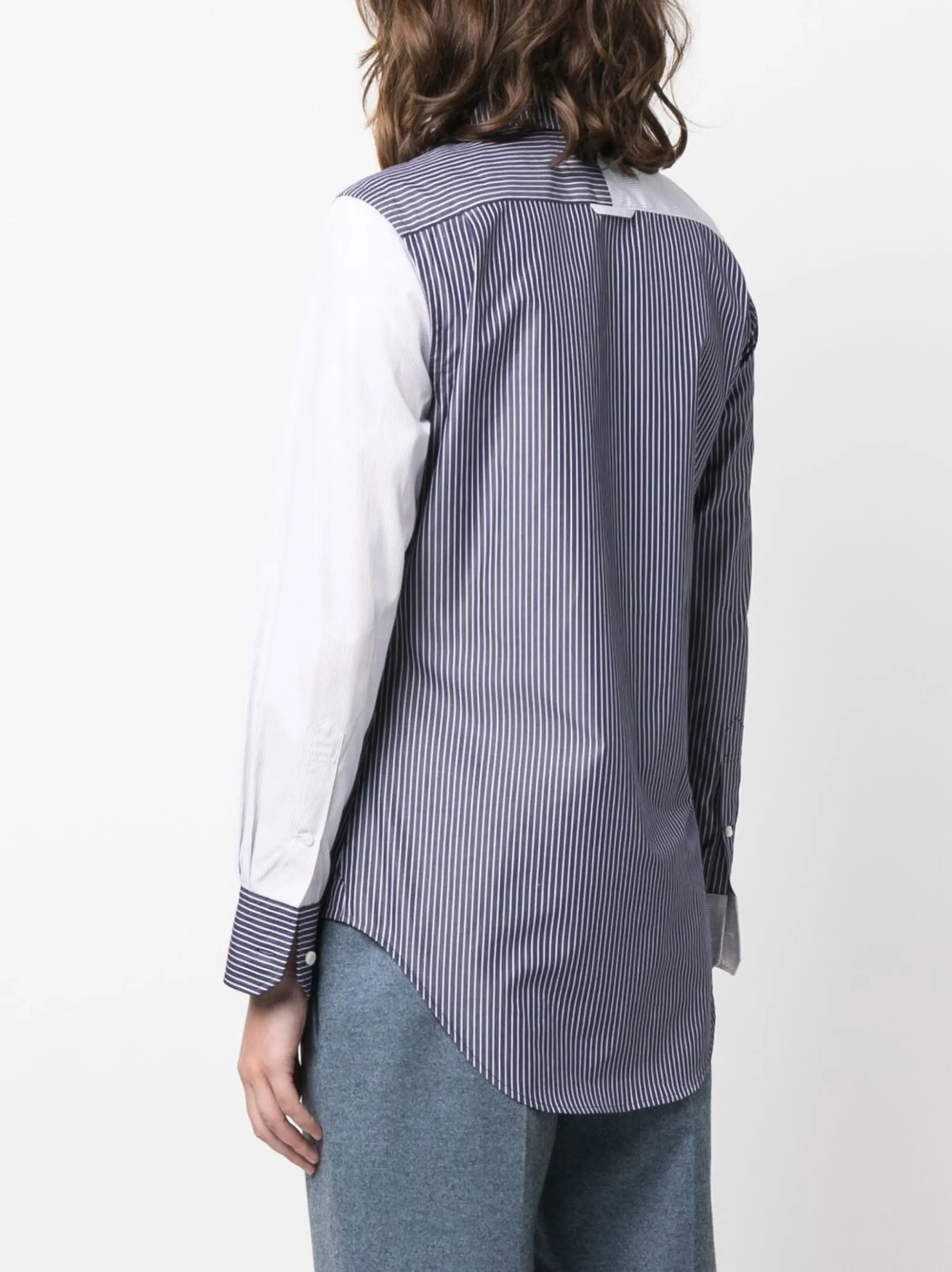 pinstripe-print poplin shirt
