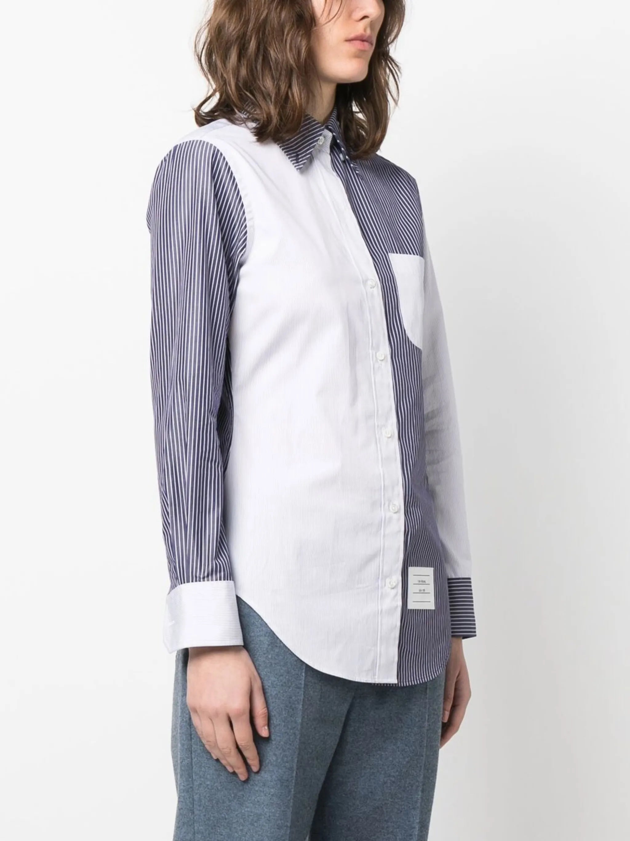 pinstripe-print poplin shirt
