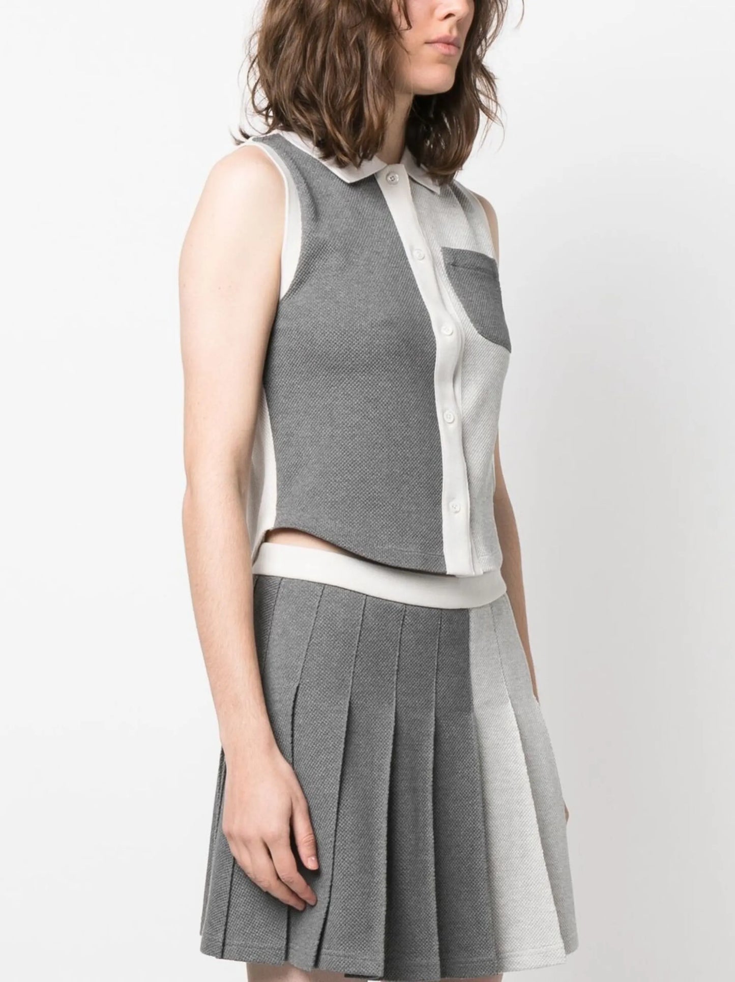 Funmix patchwork sleeveless polo
