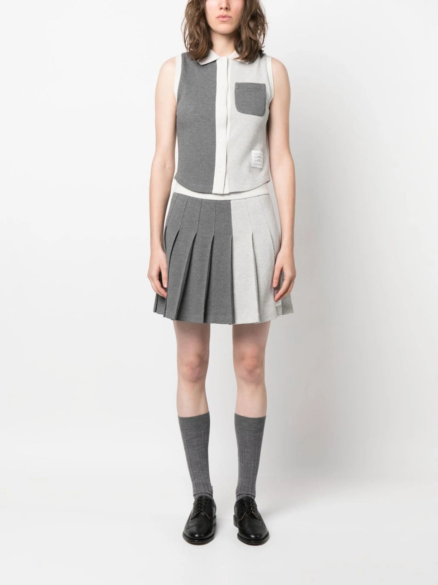 Funmix patchwork sleeveless polo