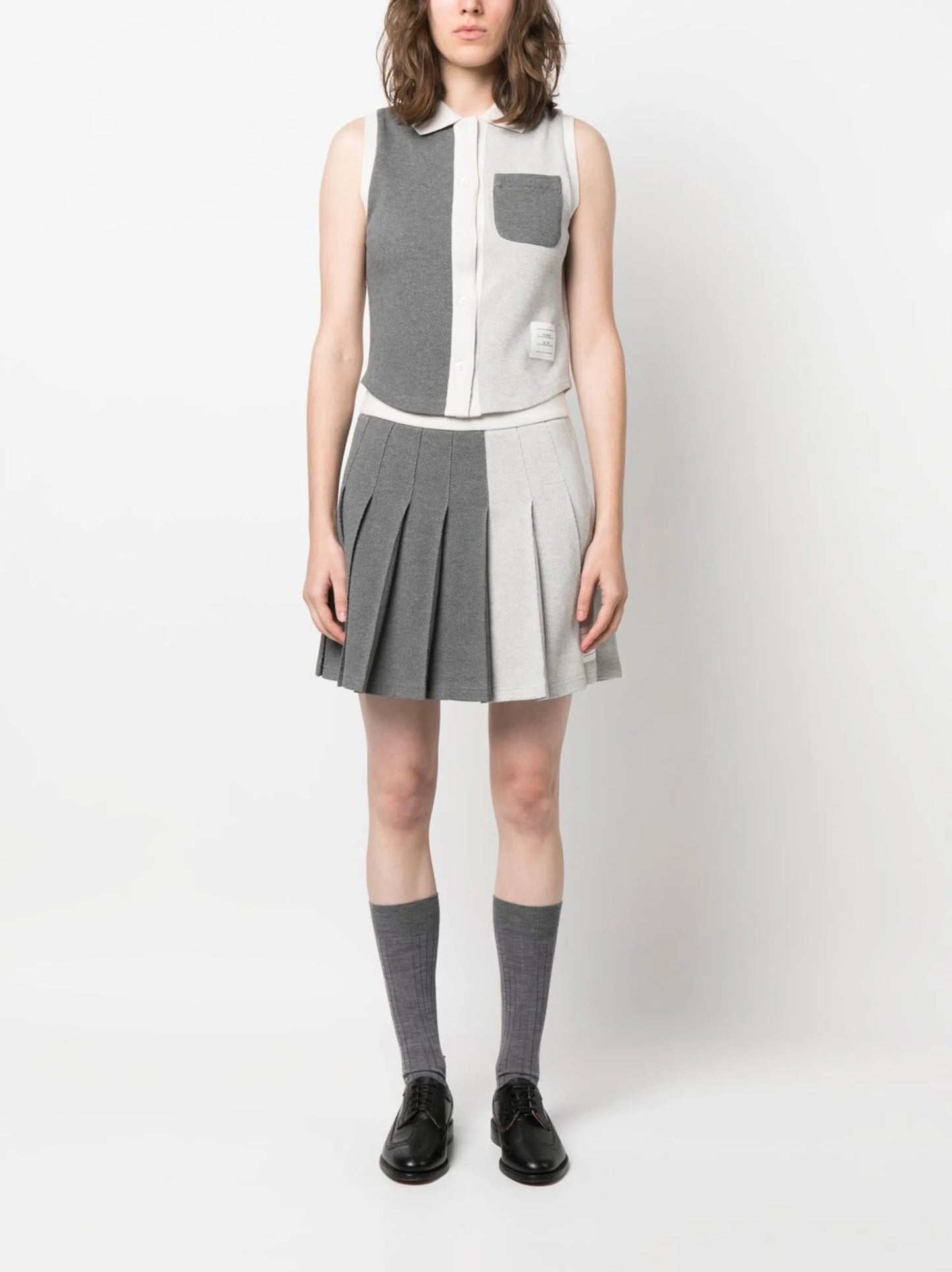two-tone pleated skirt