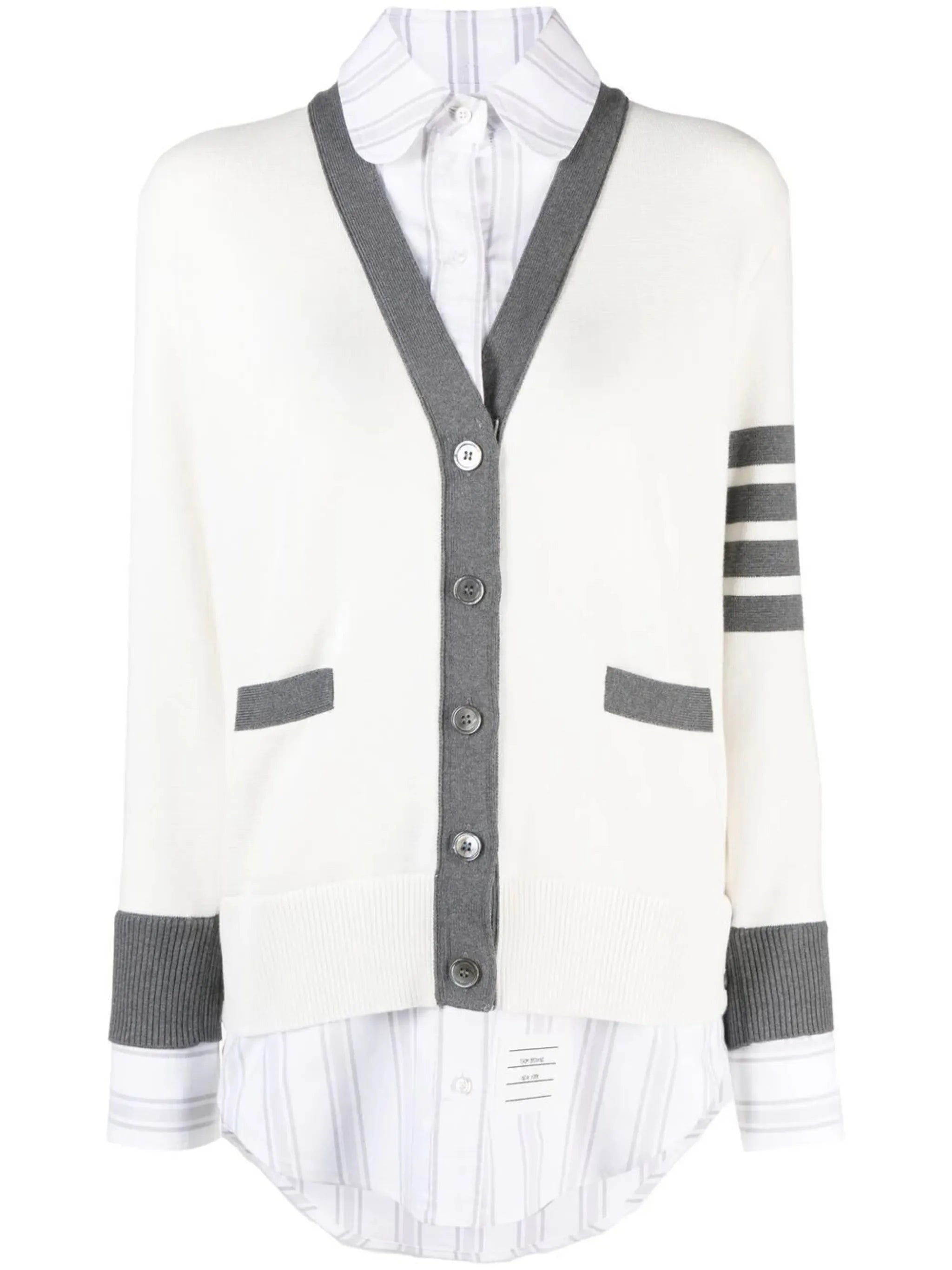 Milano-stitch oxford shirt cardigan combo
