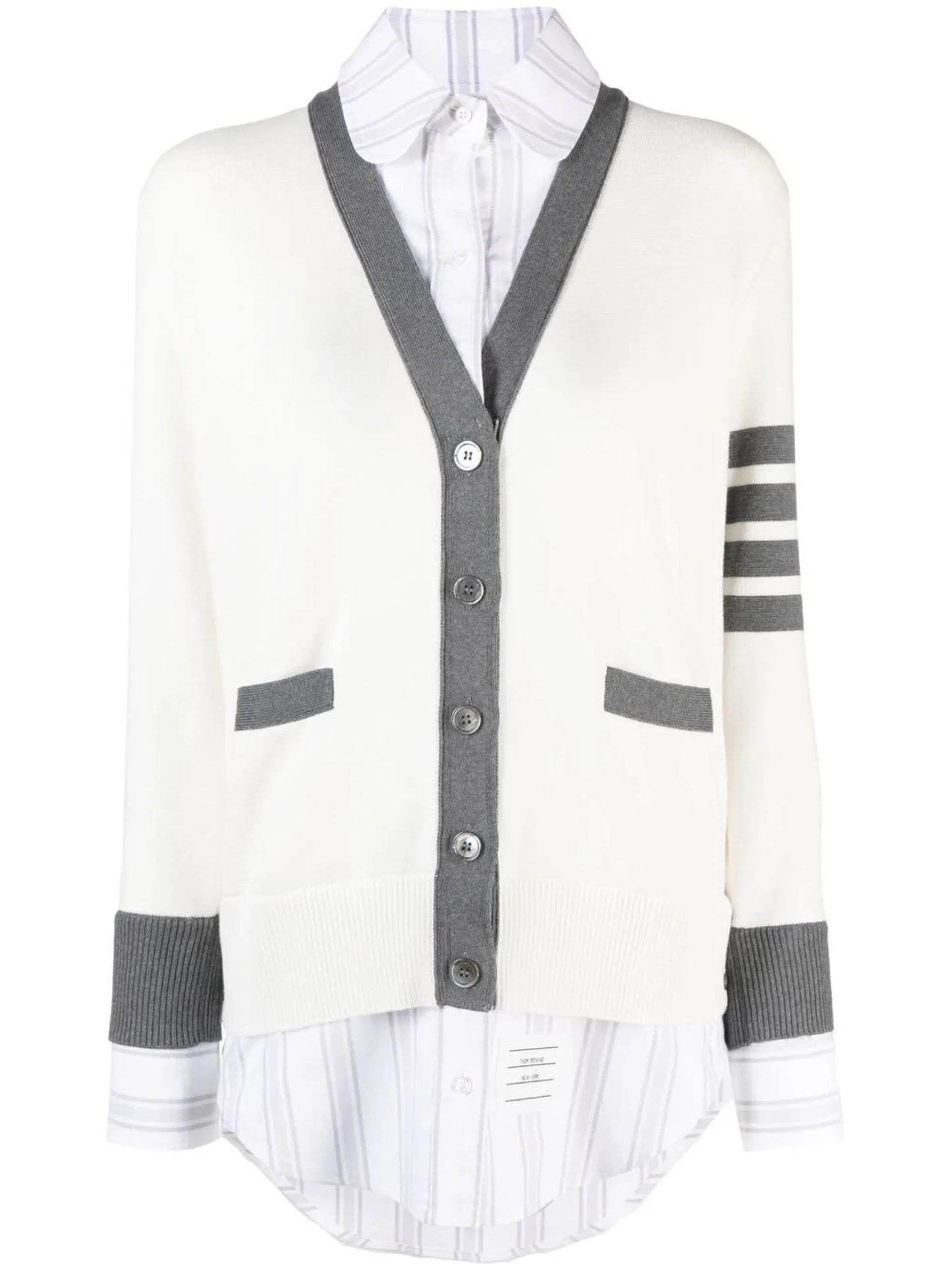 Milano-stitch oxford shirt cardigan combo