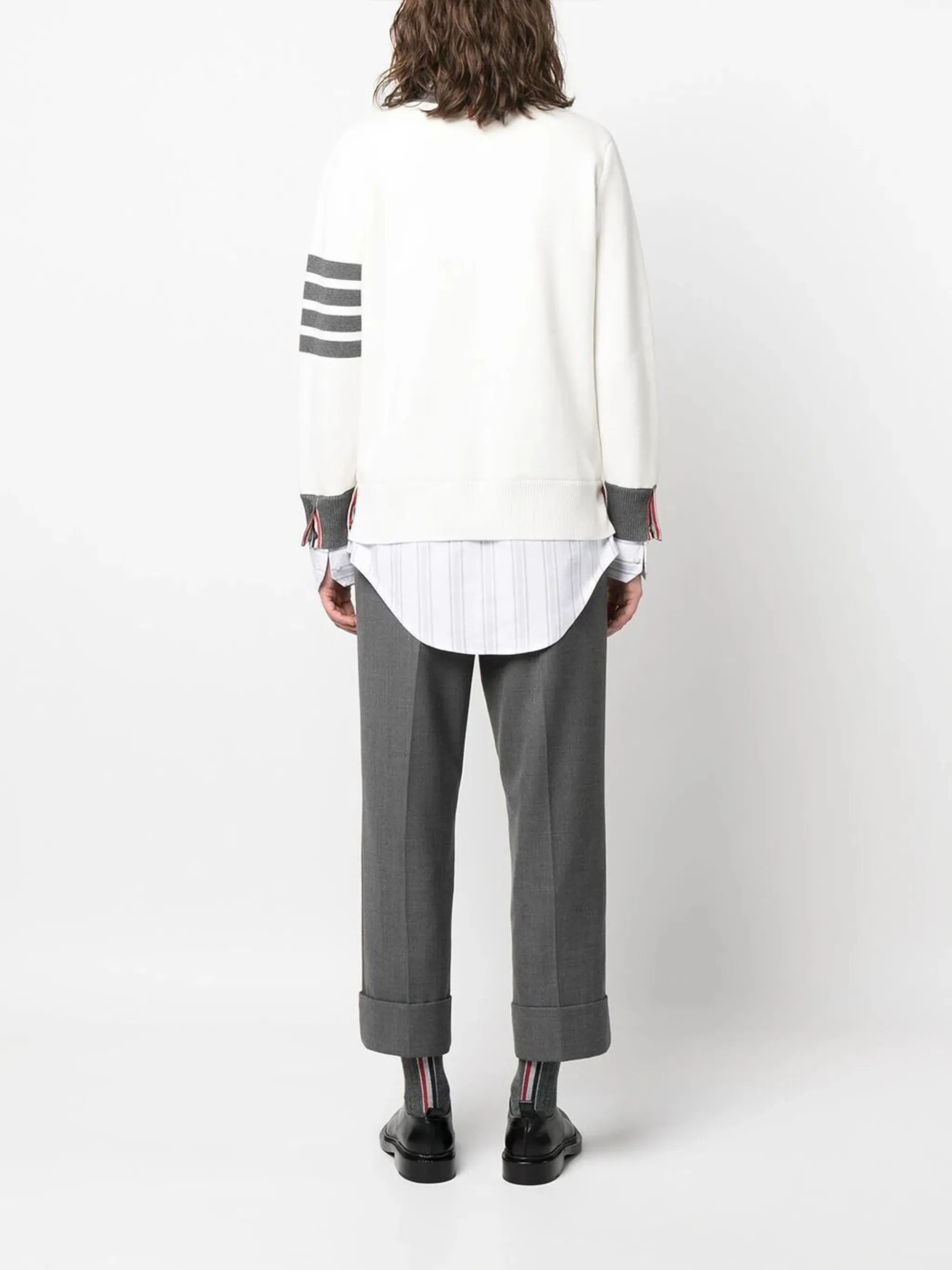 Milano-stitch oxford shirt cardigan combo