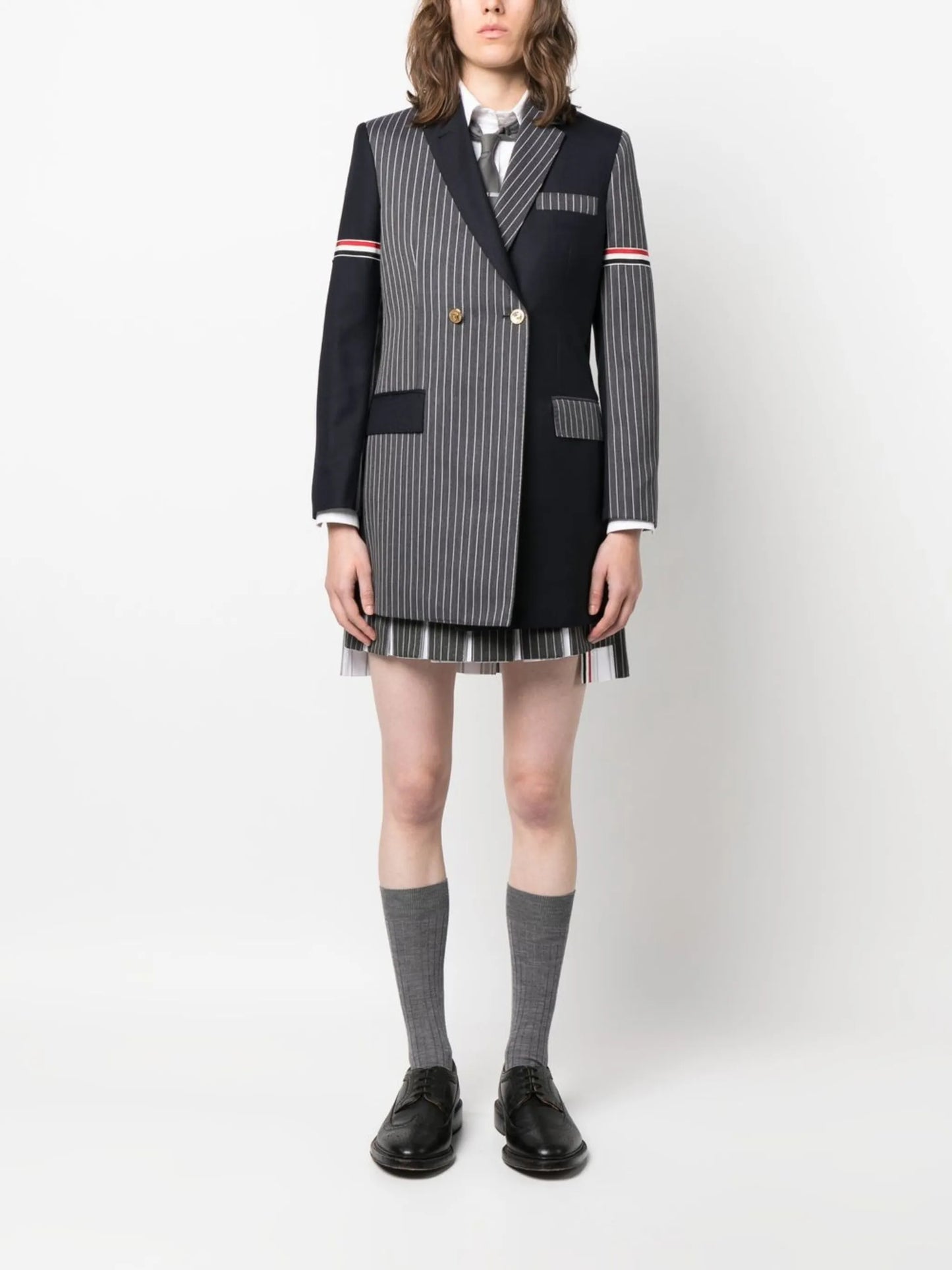 pinstripe-print pleated skirt