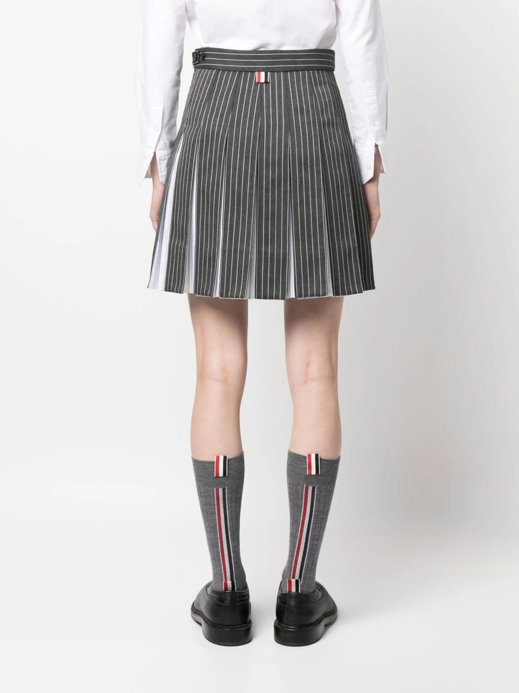 pinstripe-print pleated skirt