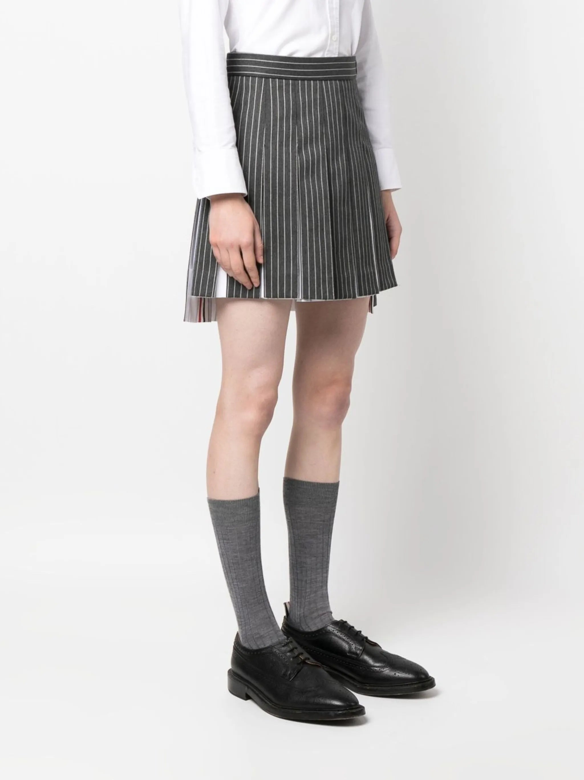 pinstripe-print pleated skirt
