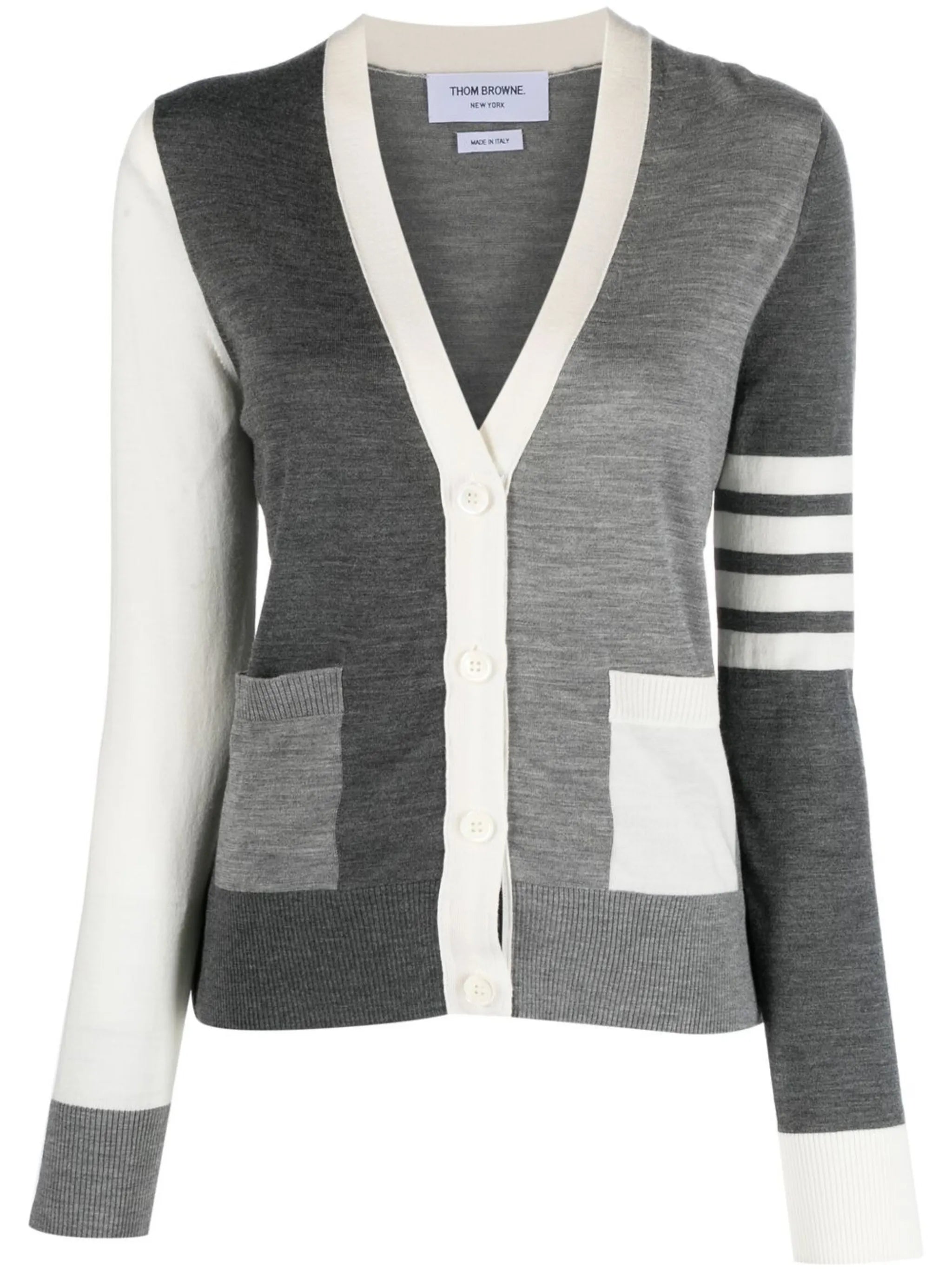 V-neck fine-knit cardigan