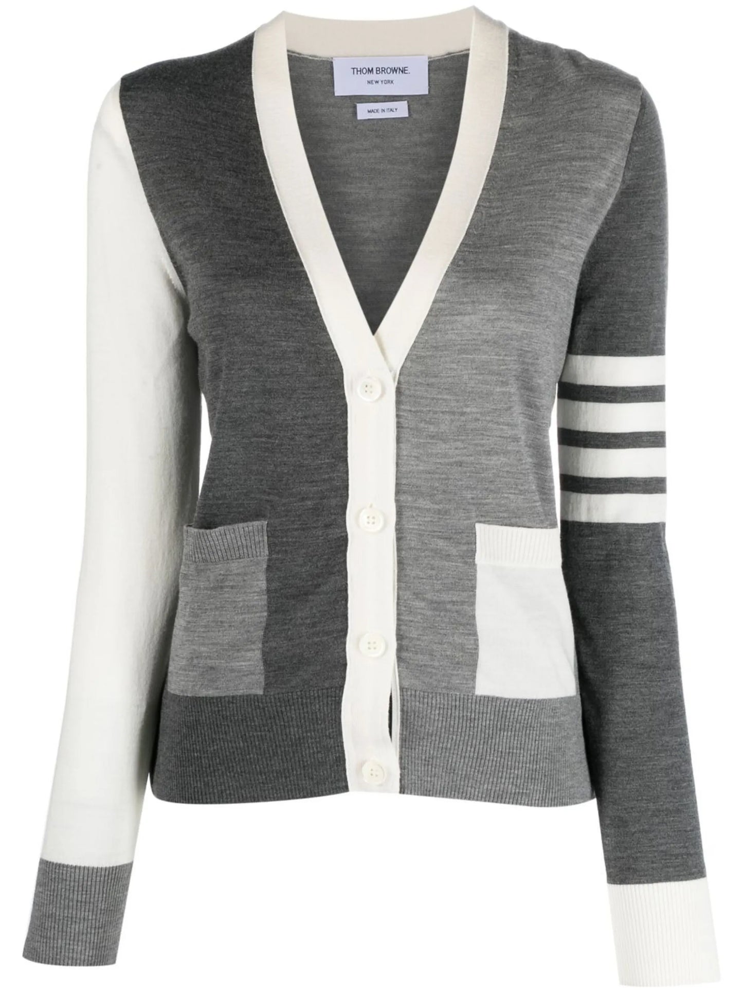 V-neck fine-knit cardigan