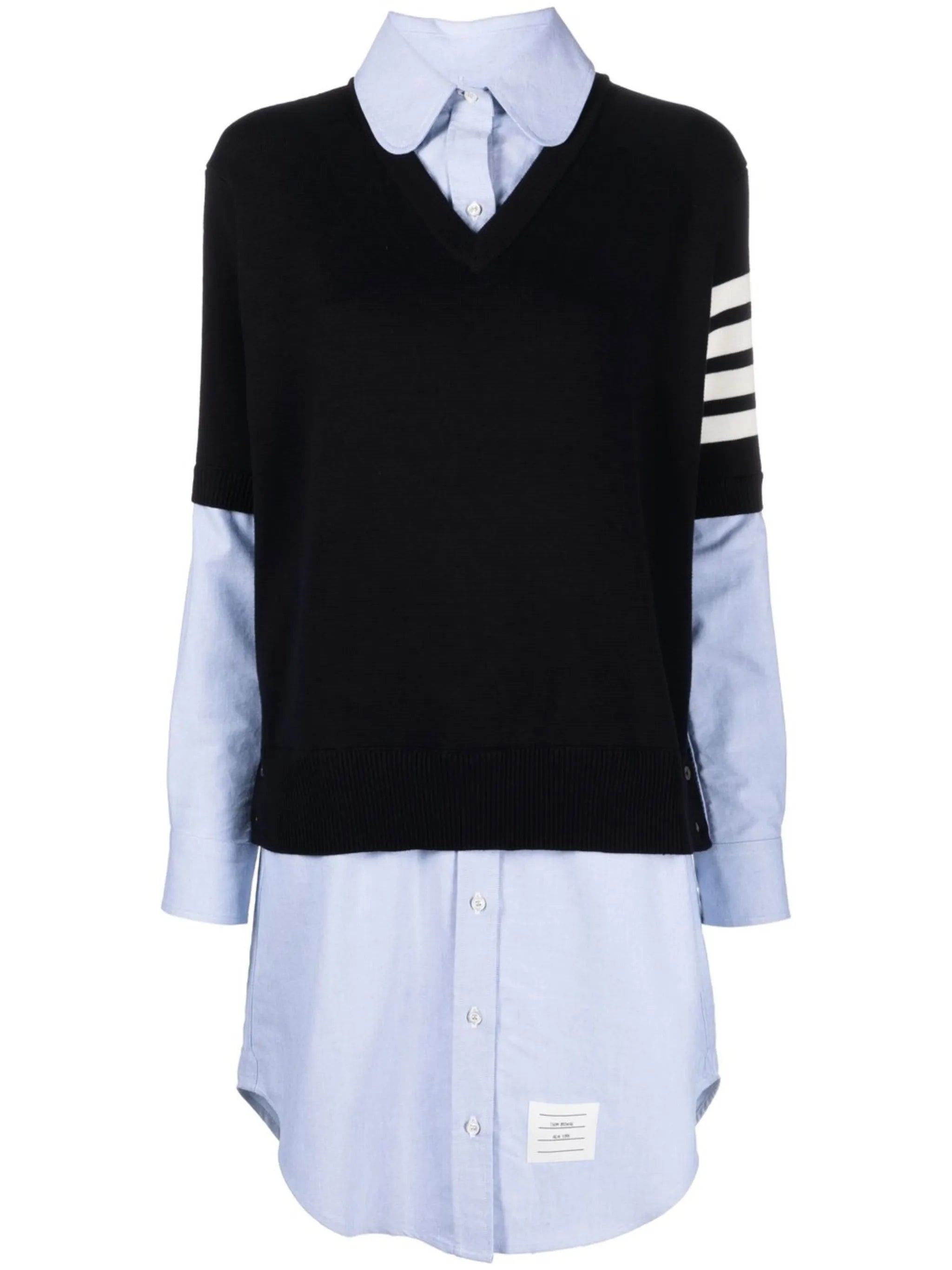 layered stripe-detail shirt dress