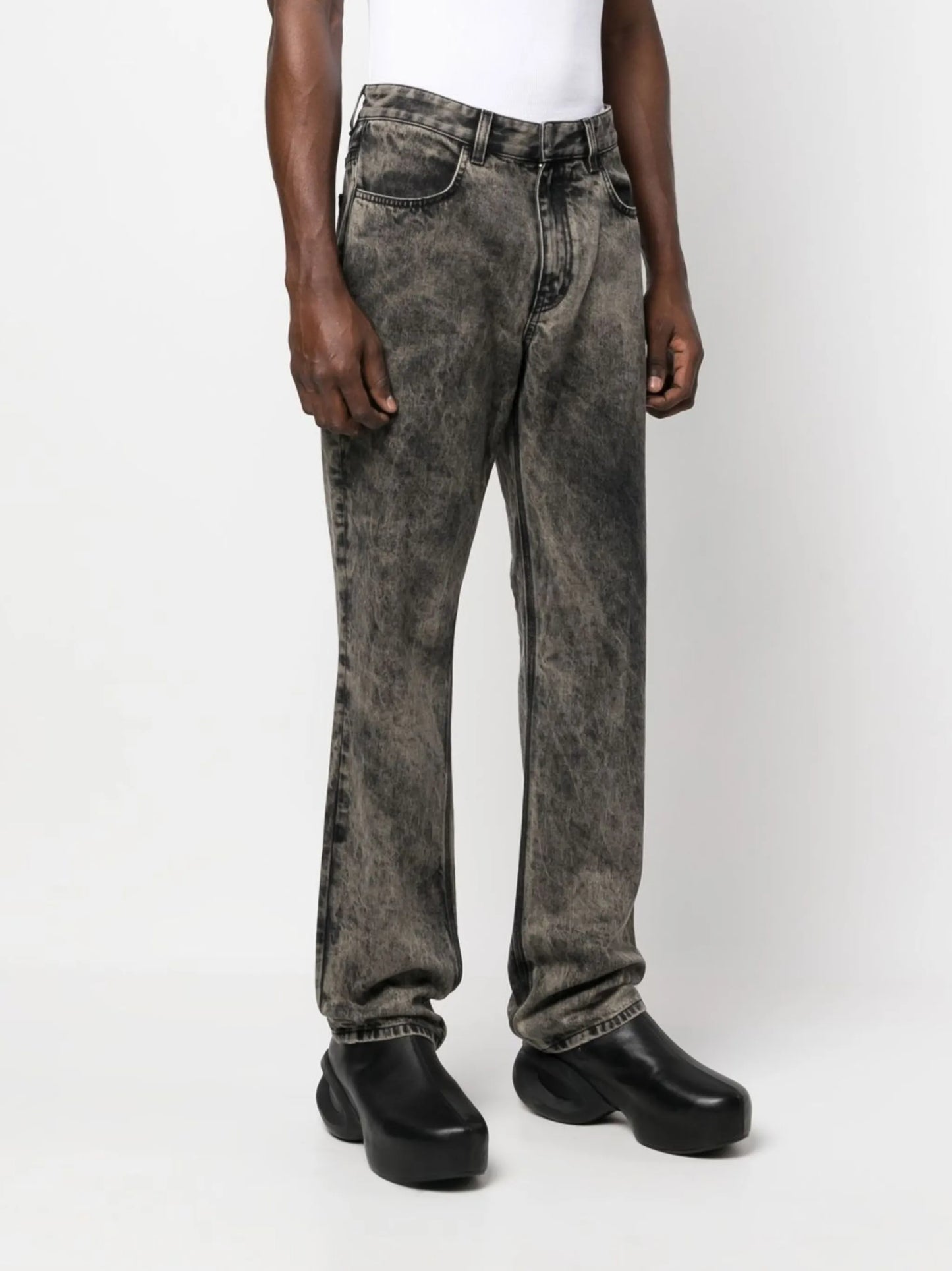 stonewash straight-leg jeans