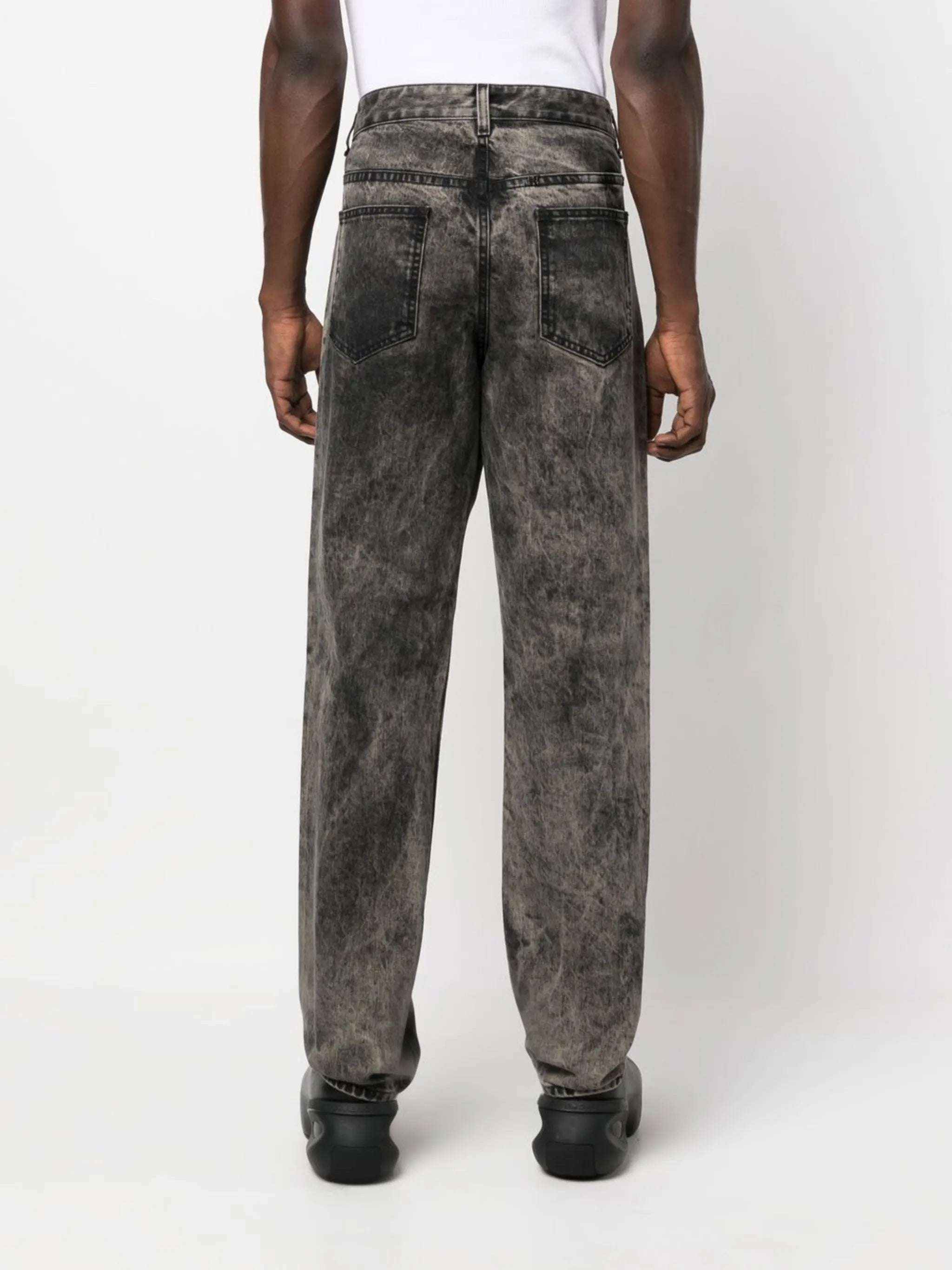 stonewash straight-leg jeans