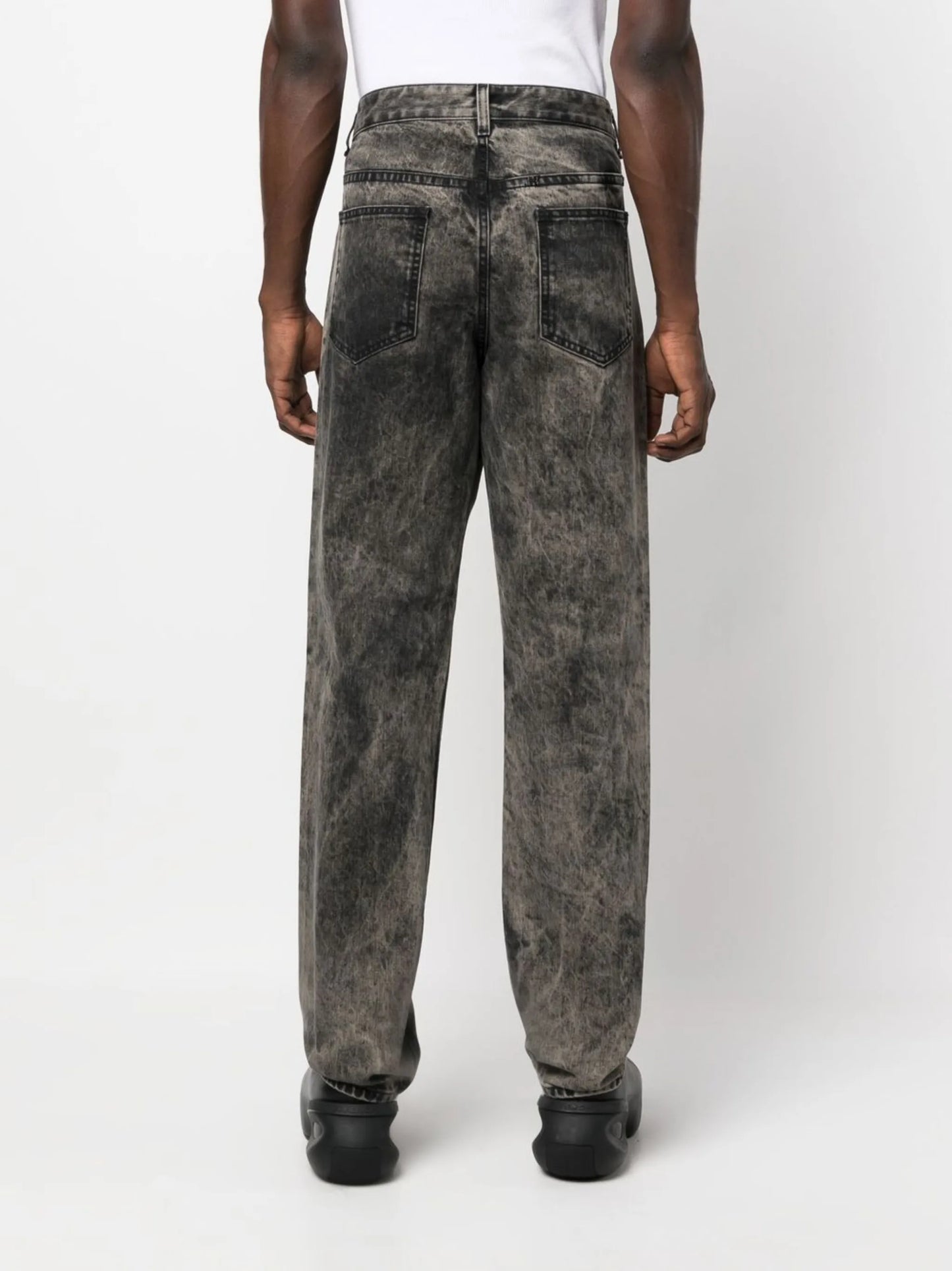 stonewash straight-leg jeans