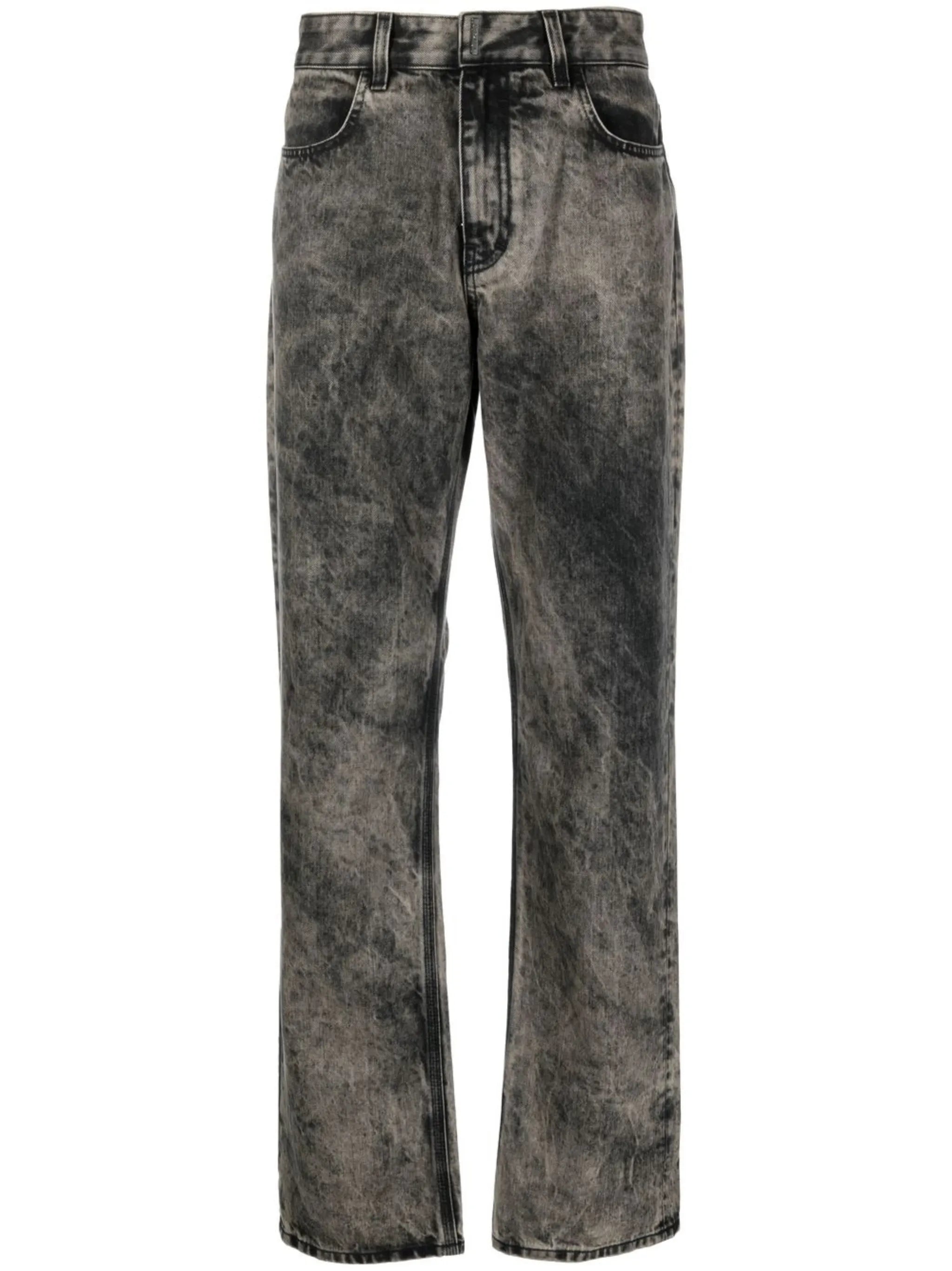 stonewash straight-leg jeans
