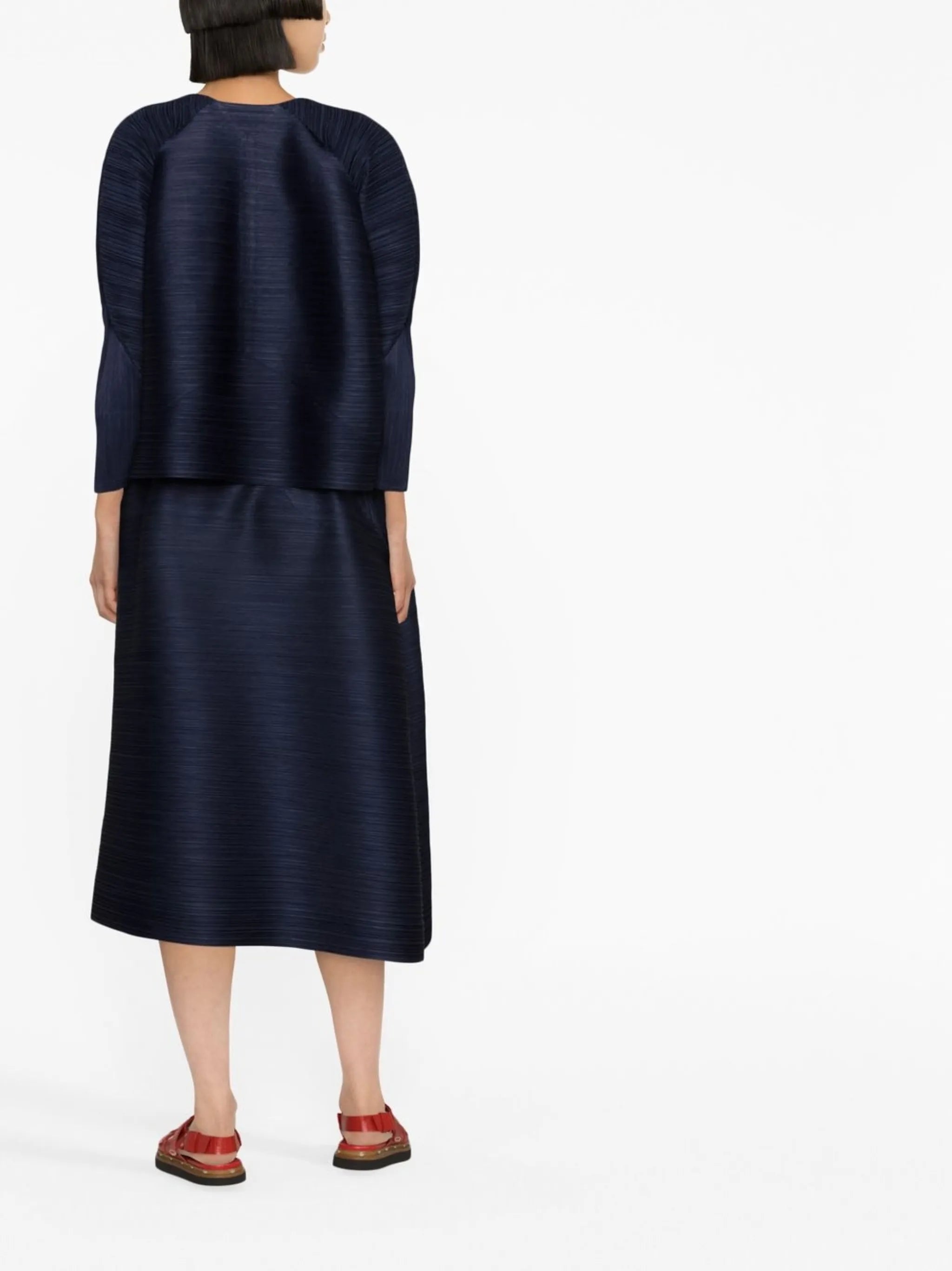plissé-panel midi skirt