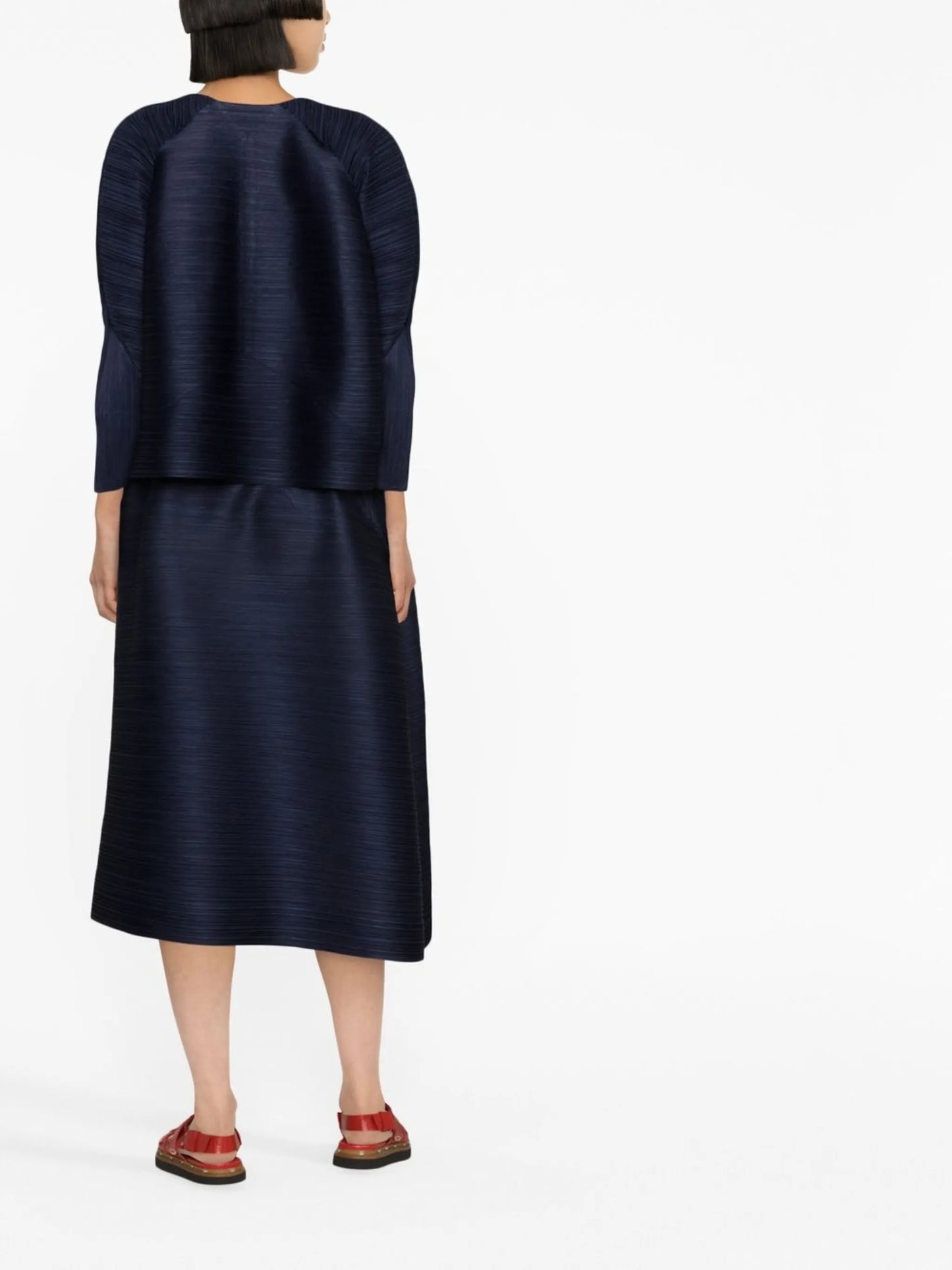 plissé-panel midi skirt