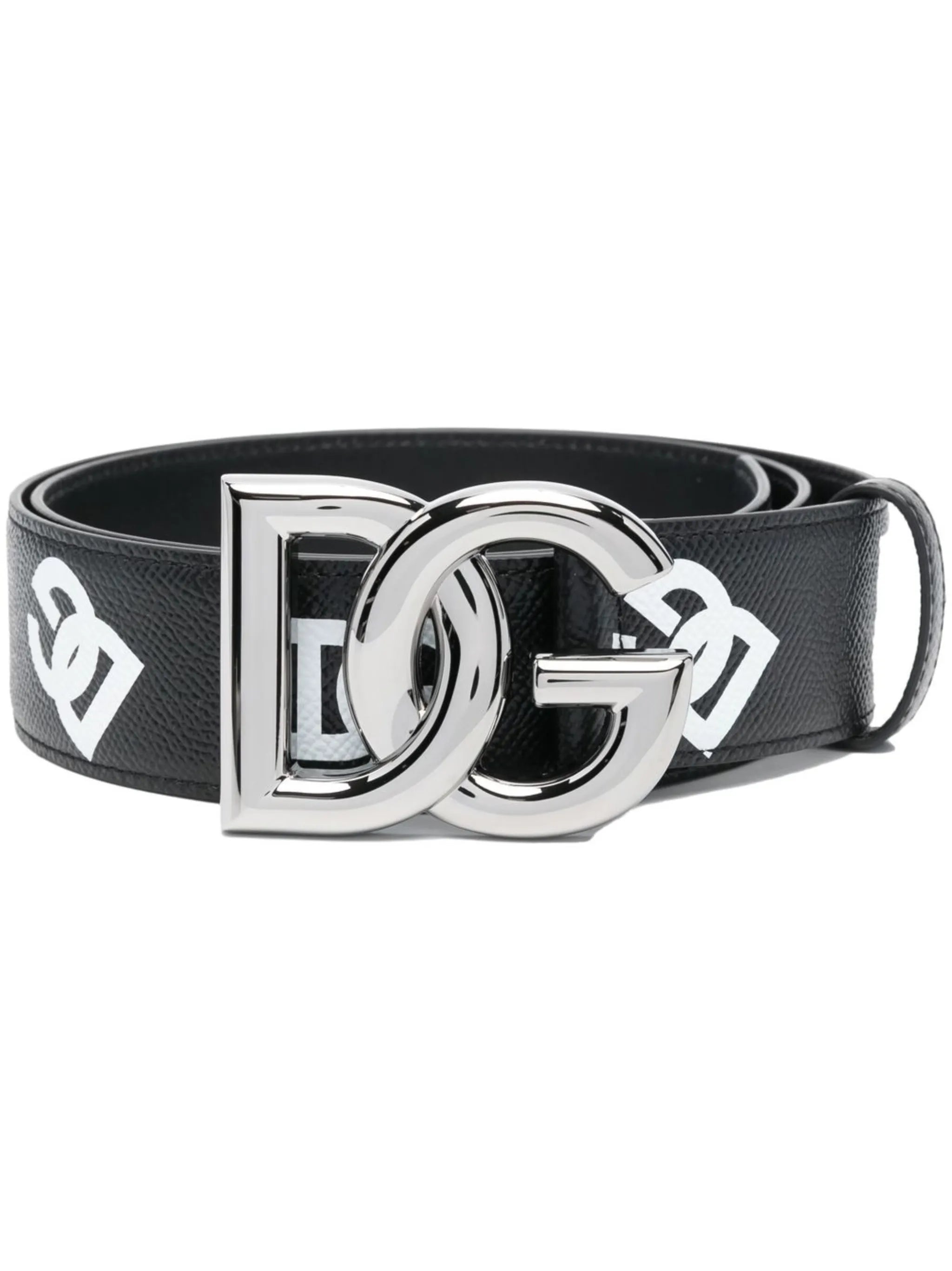 logo-print leather belt