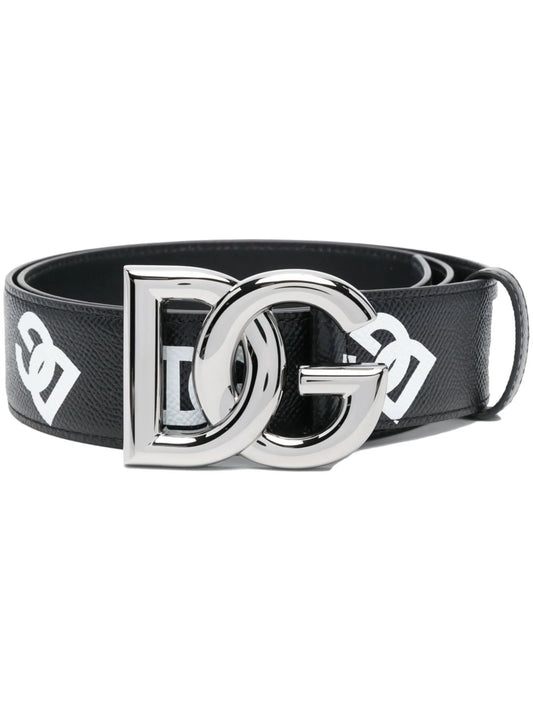 logo-print leather belt