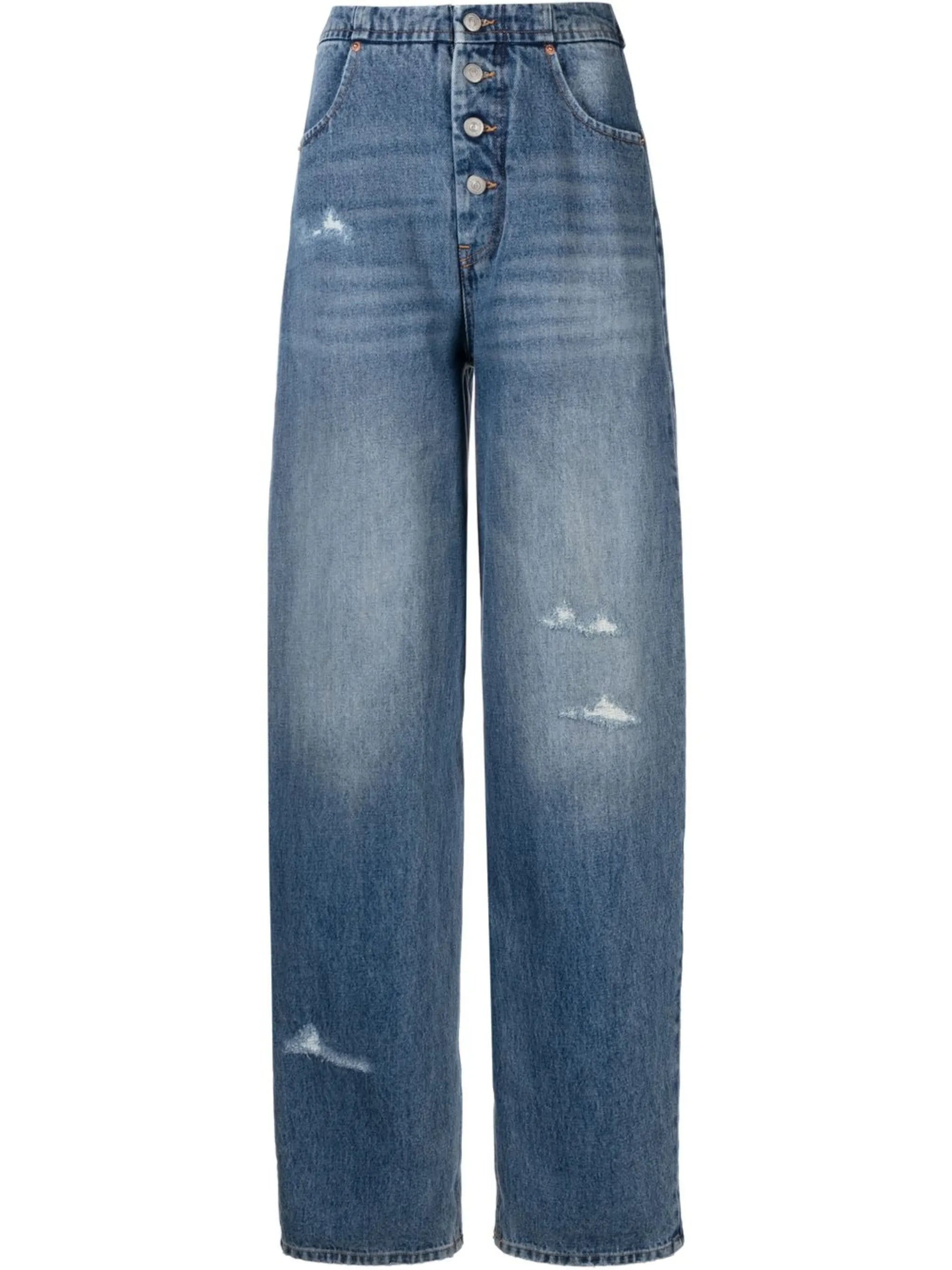 distressed straight-leg jeans