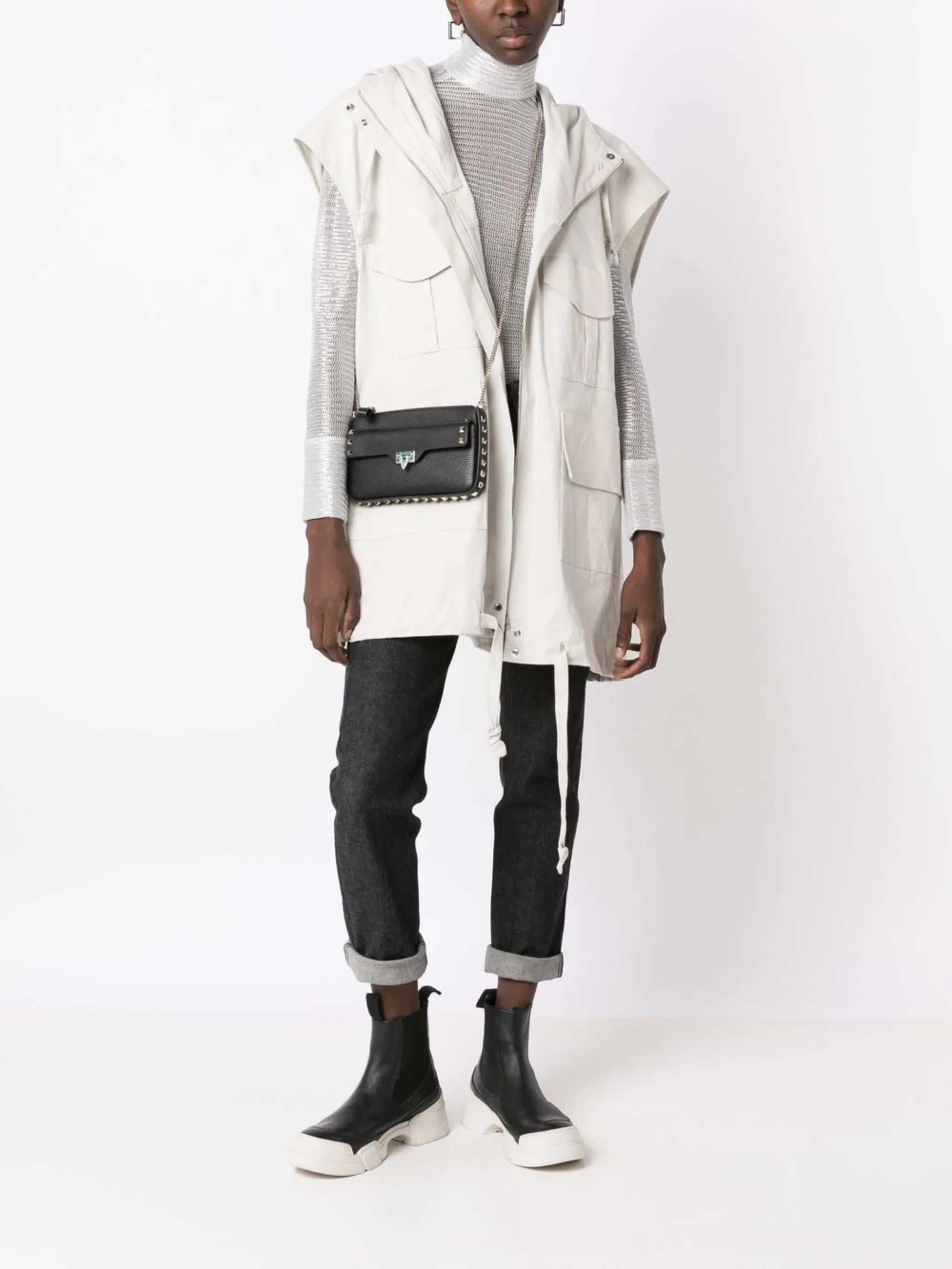Rockstud leather crossbody bag