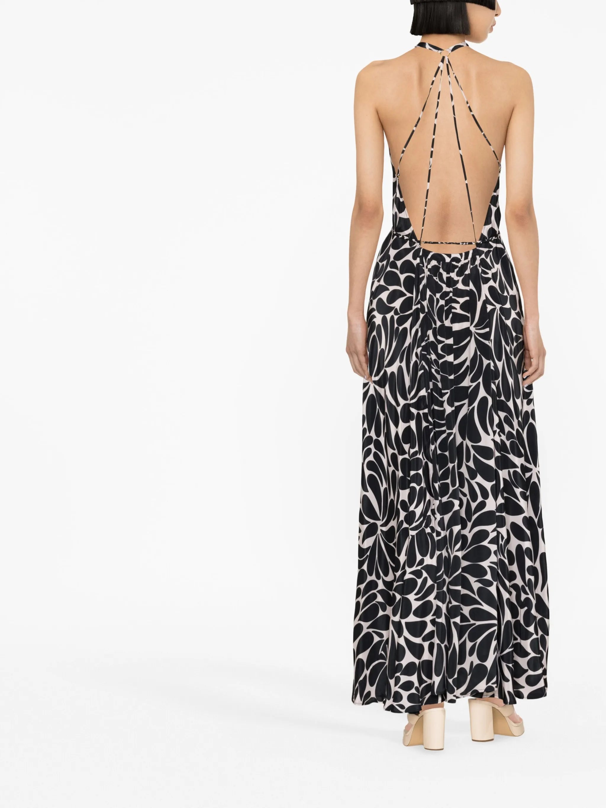 abstract-print backless maxi dress