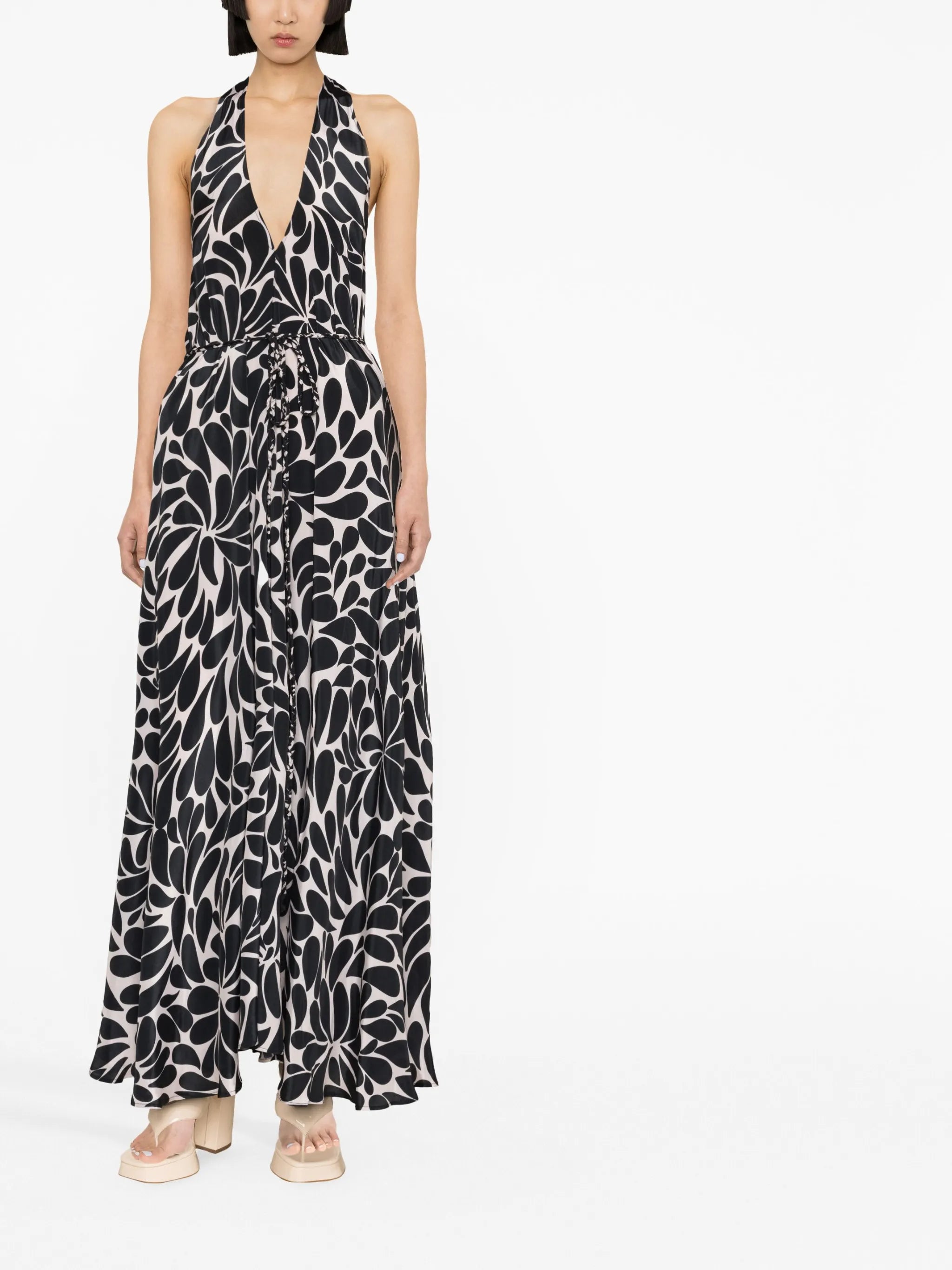 abstract-print backless maxi dress