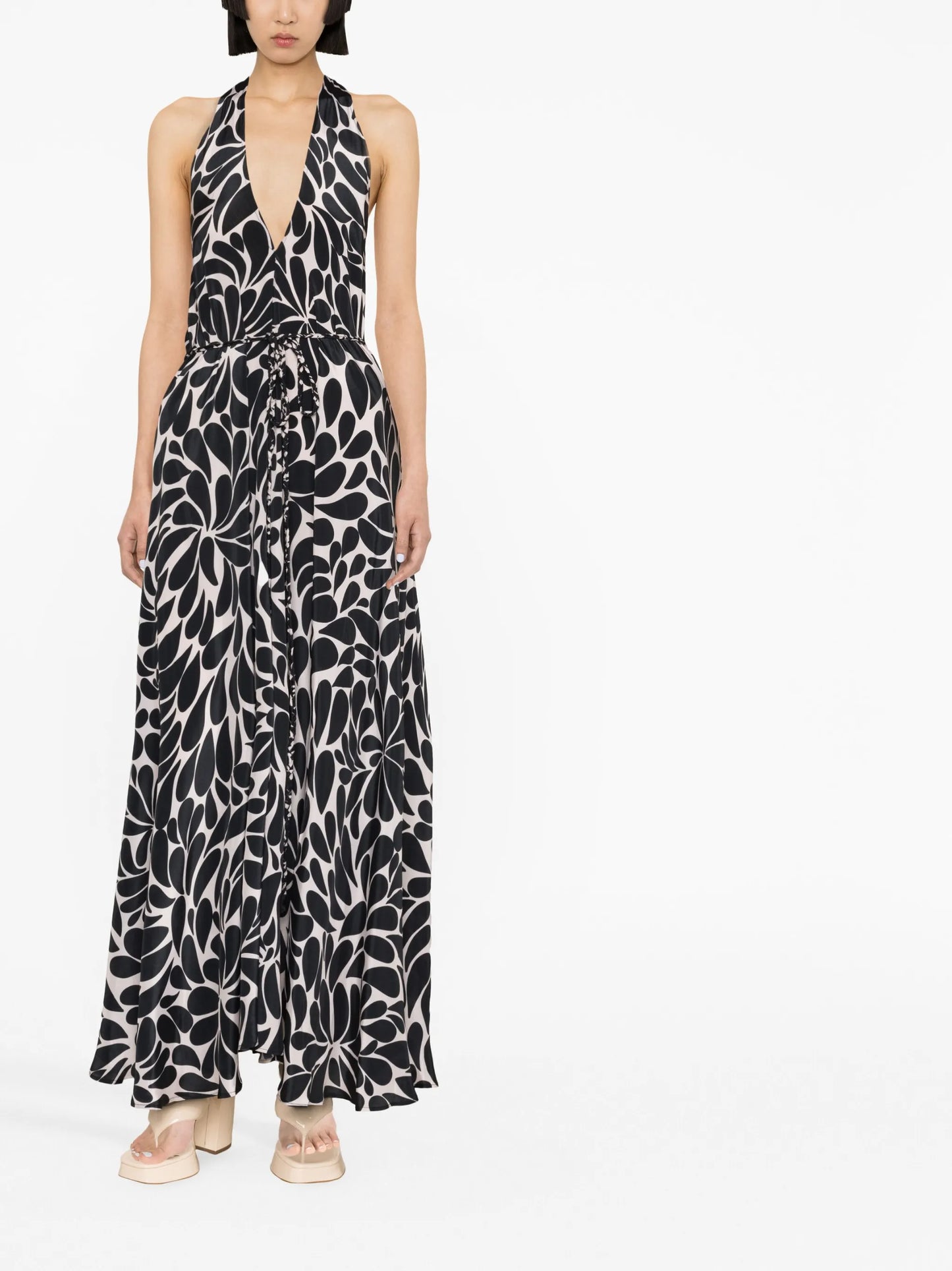 abstract-print backless maxi dress