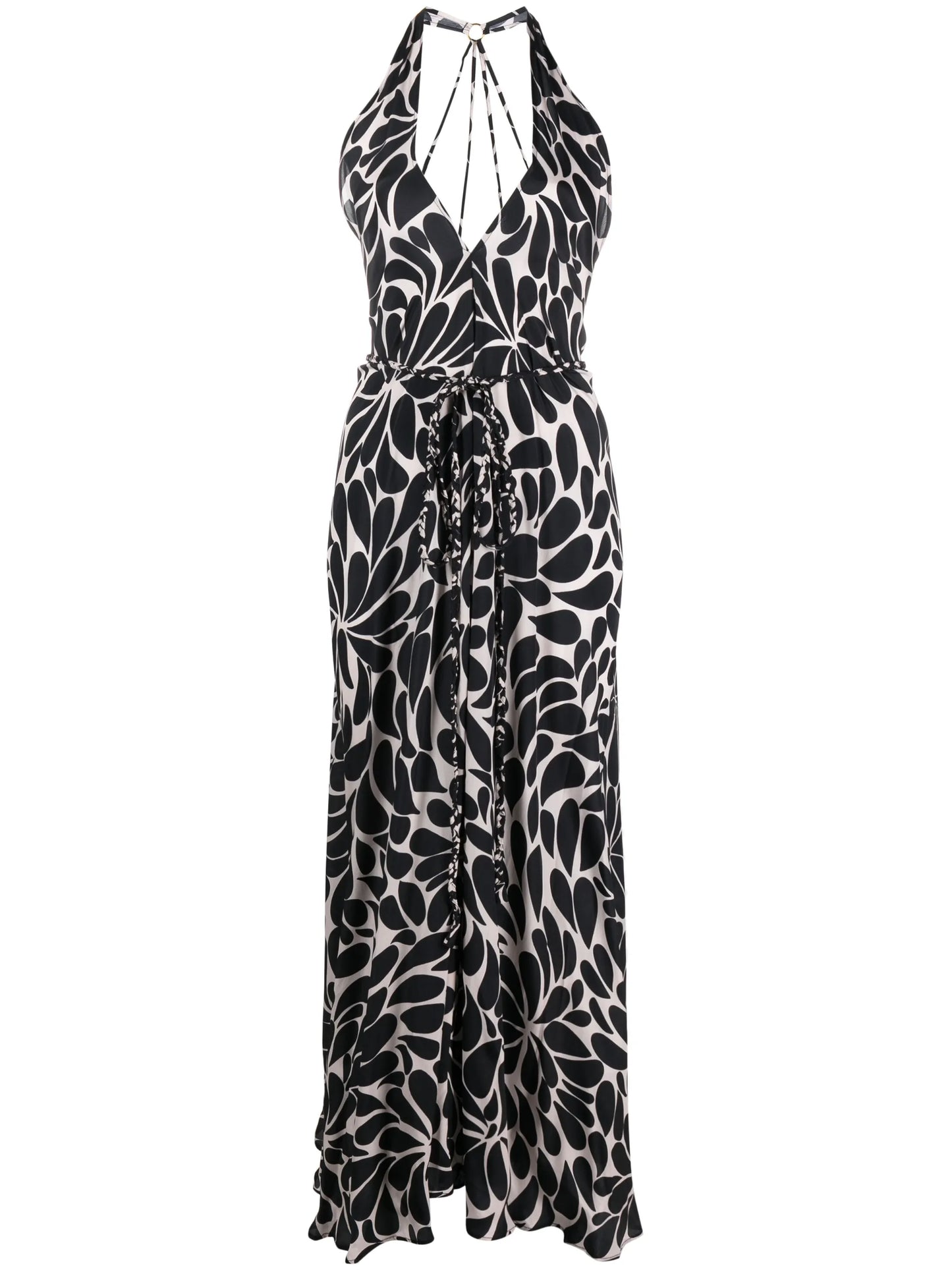 abstract-print backless maxi dress