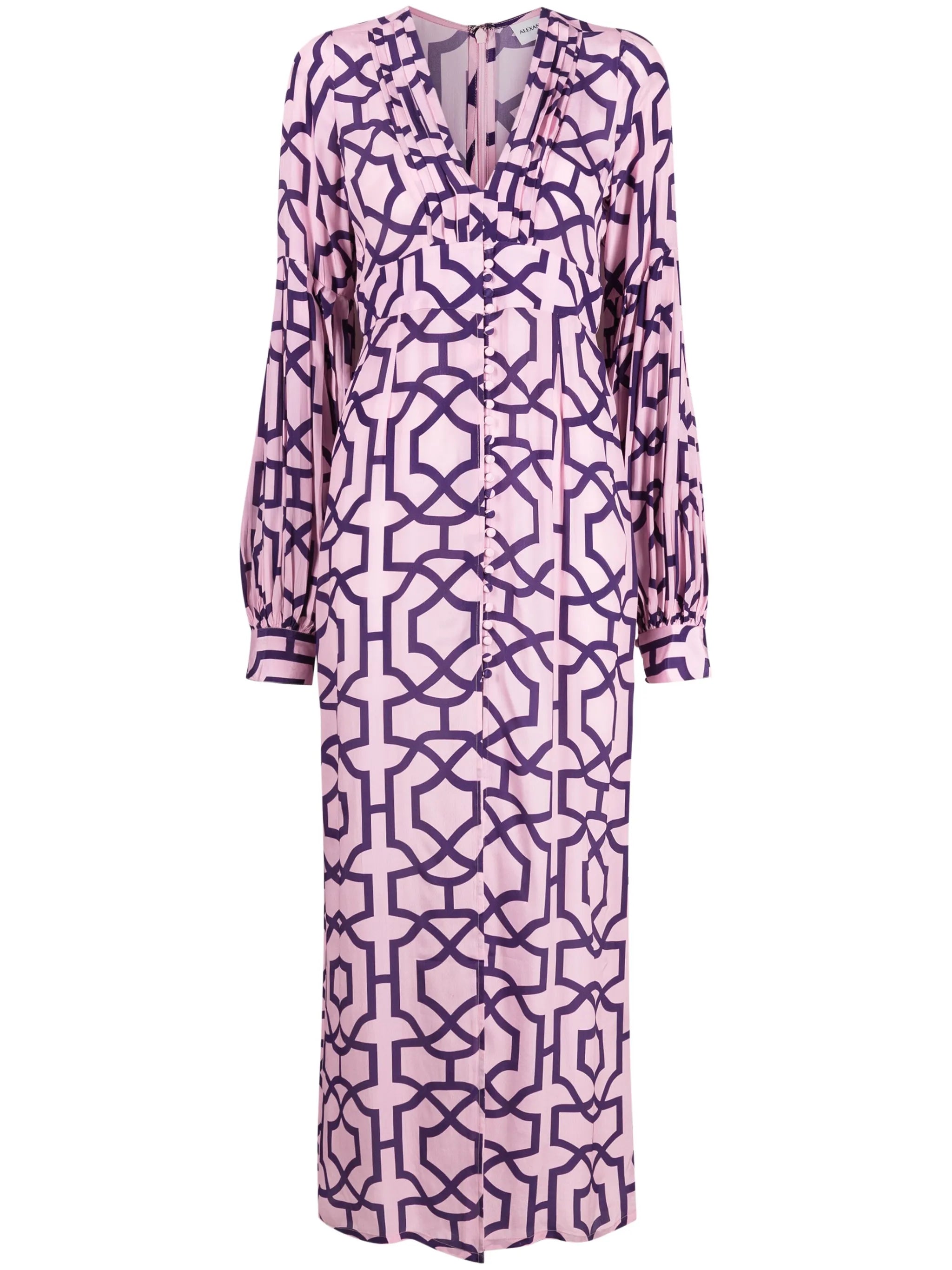 long-sleeve graphic-print dress