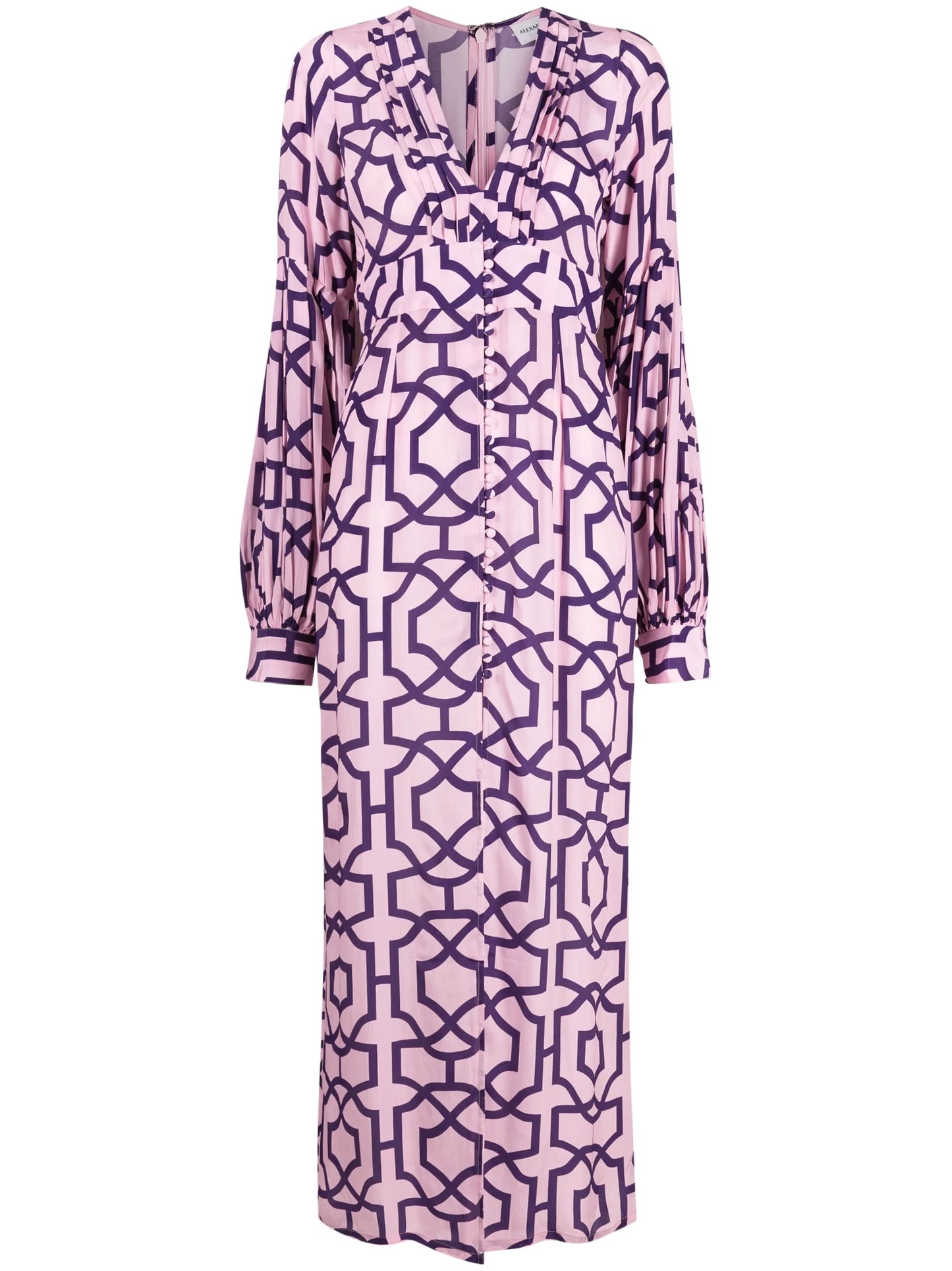 long-sleeve graphic-print dress