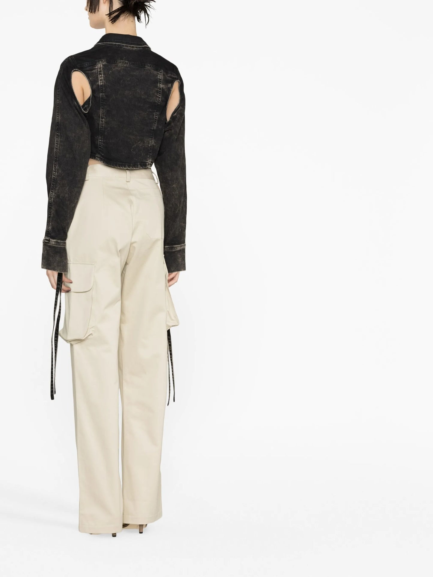 cut-out cropped denim jacket