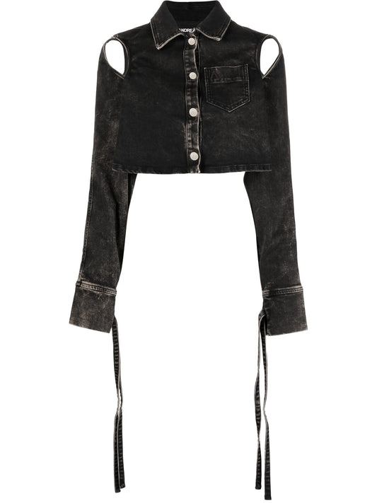 cut-out cropped denim jacket
