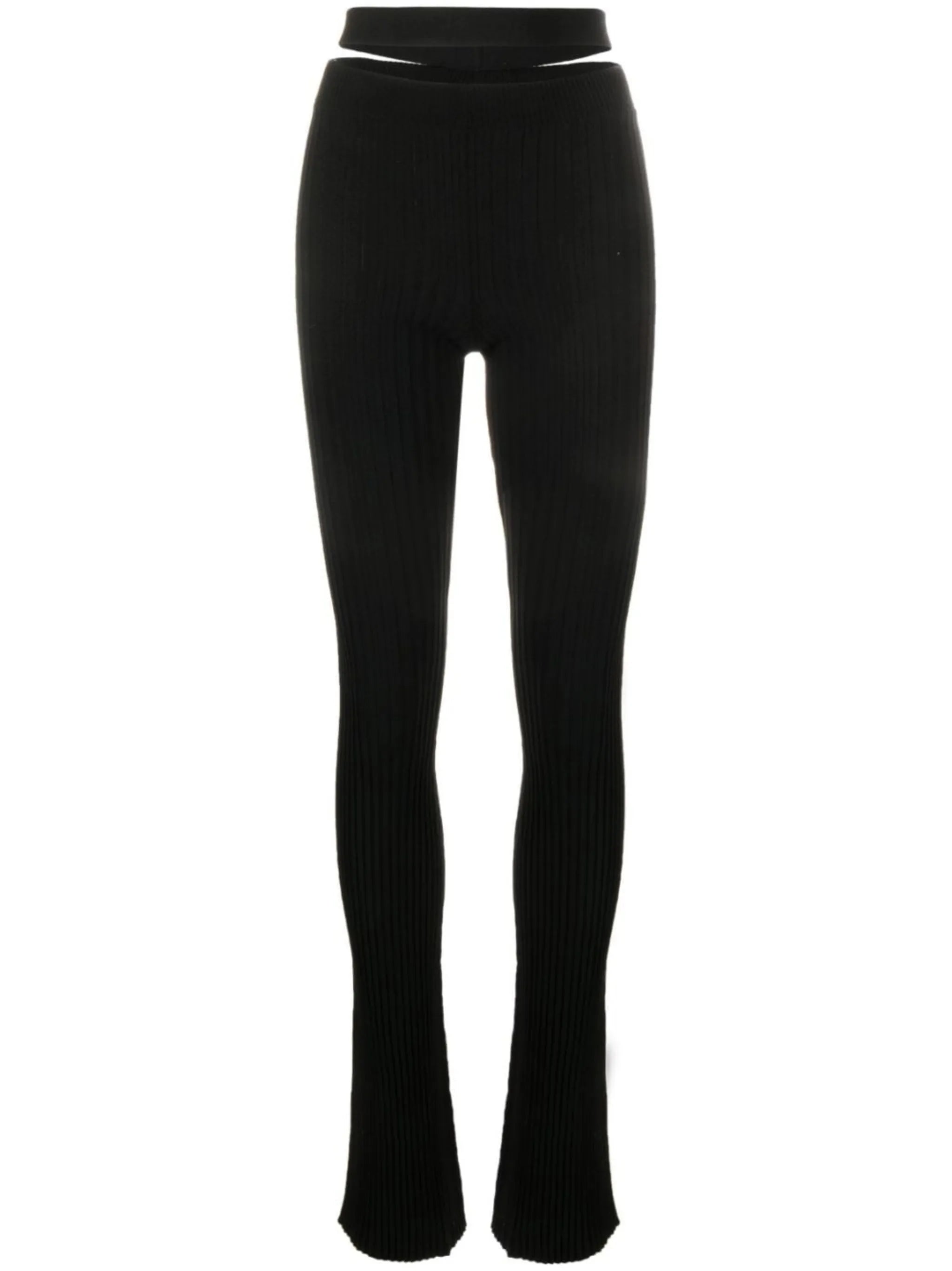 cut-out ribbed-knit flared trousers