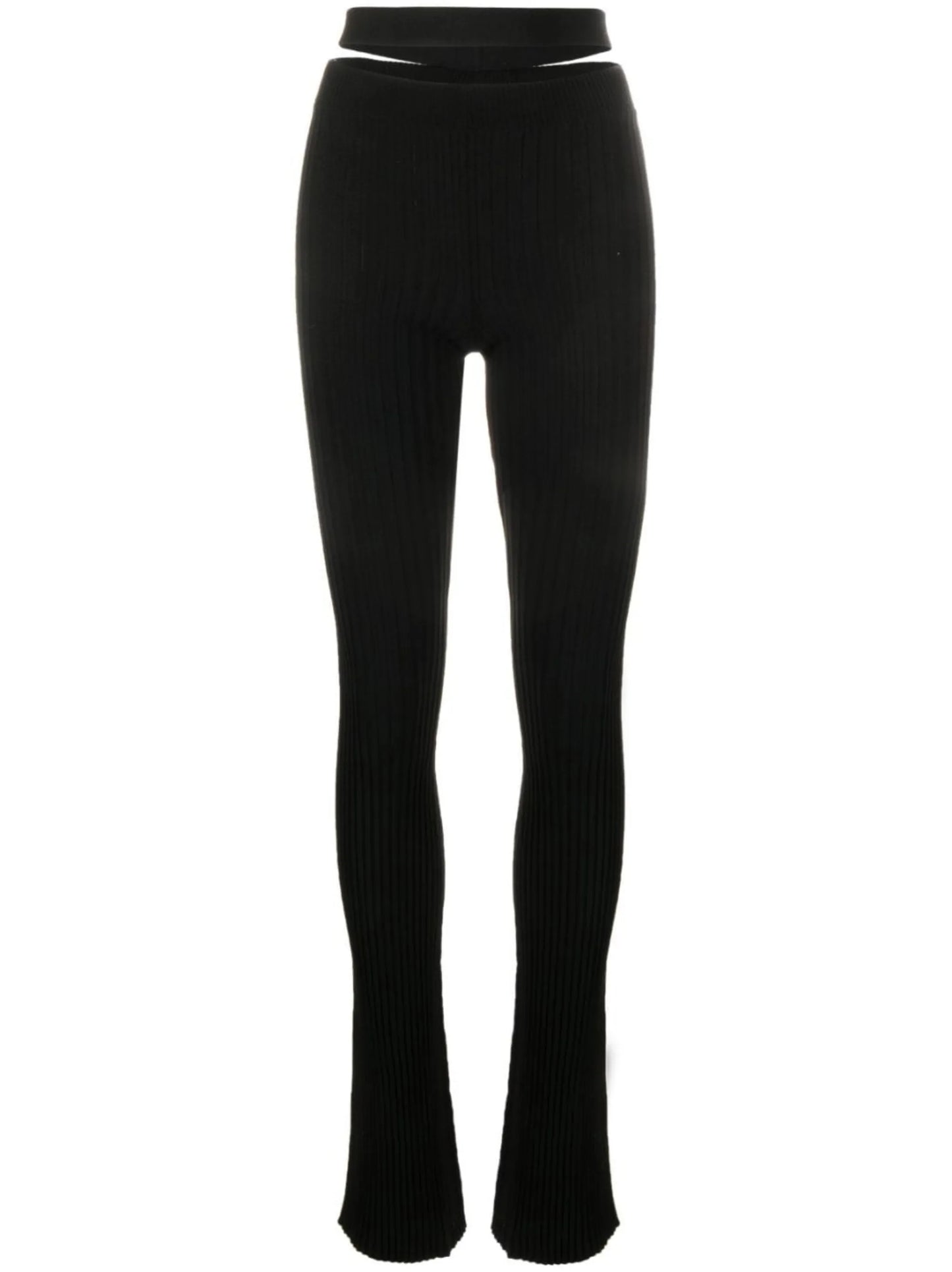 cut-out ribbed-knit flared trousers