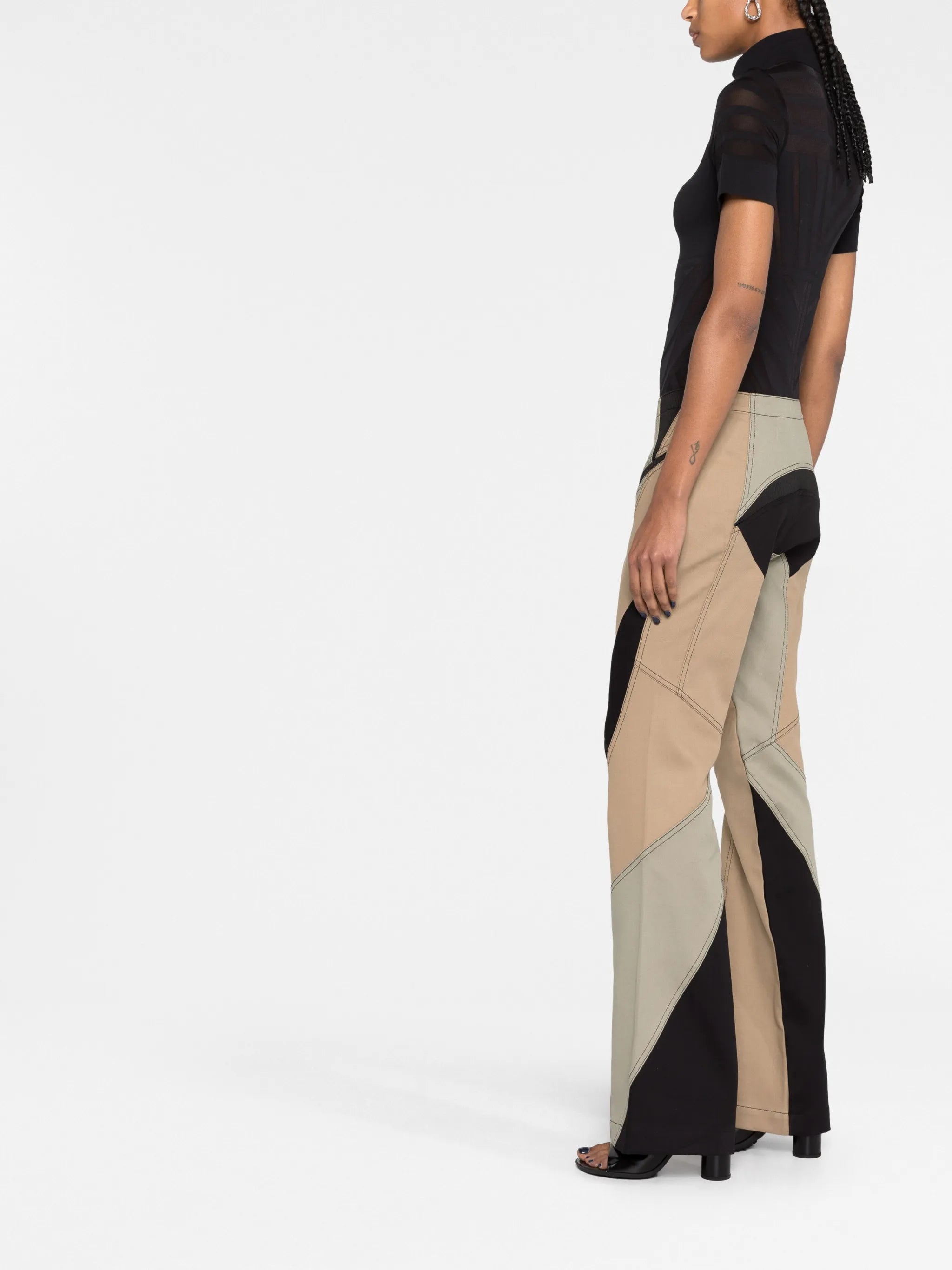 panelled belted trousers