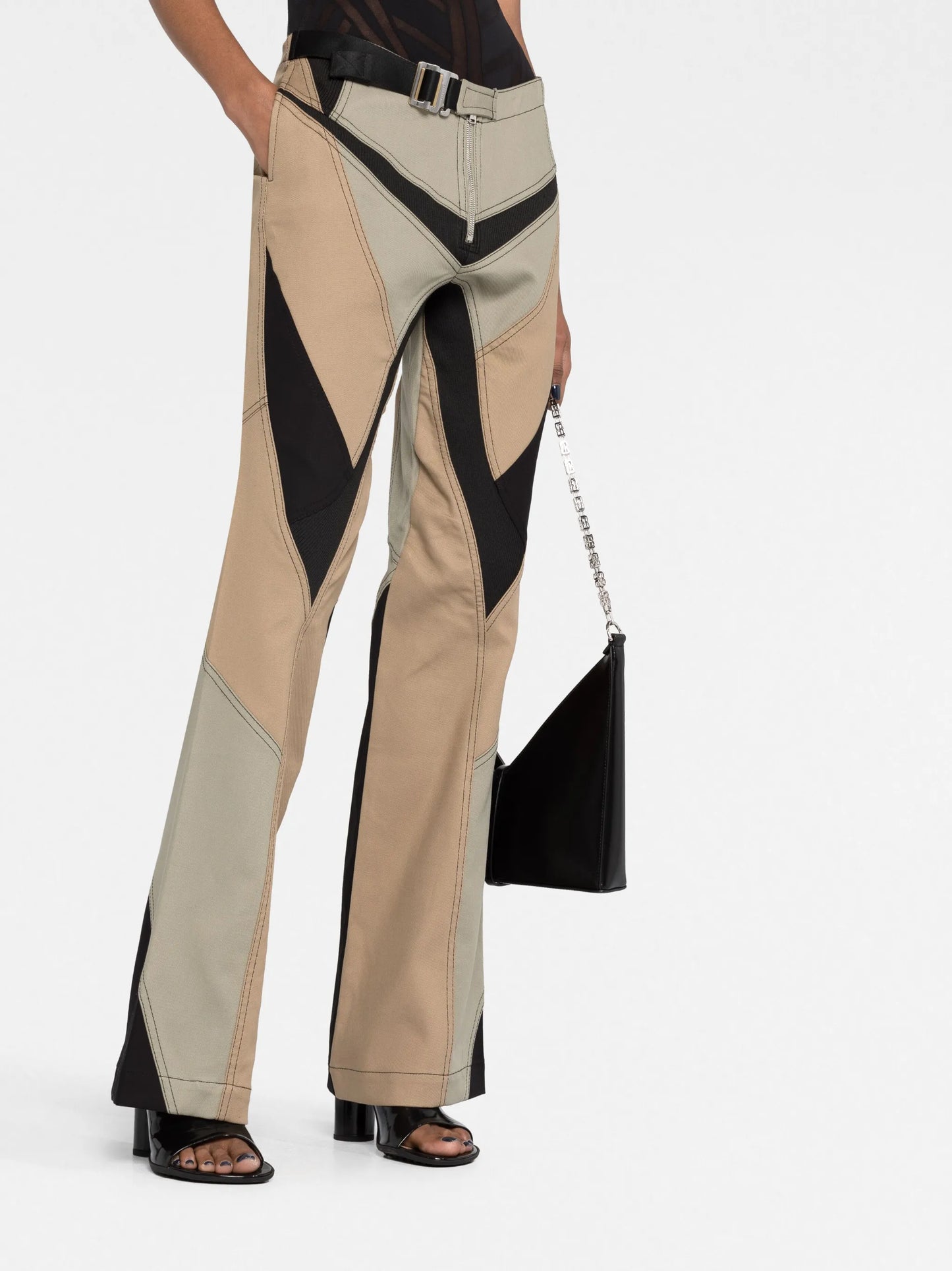panelled belted trousers