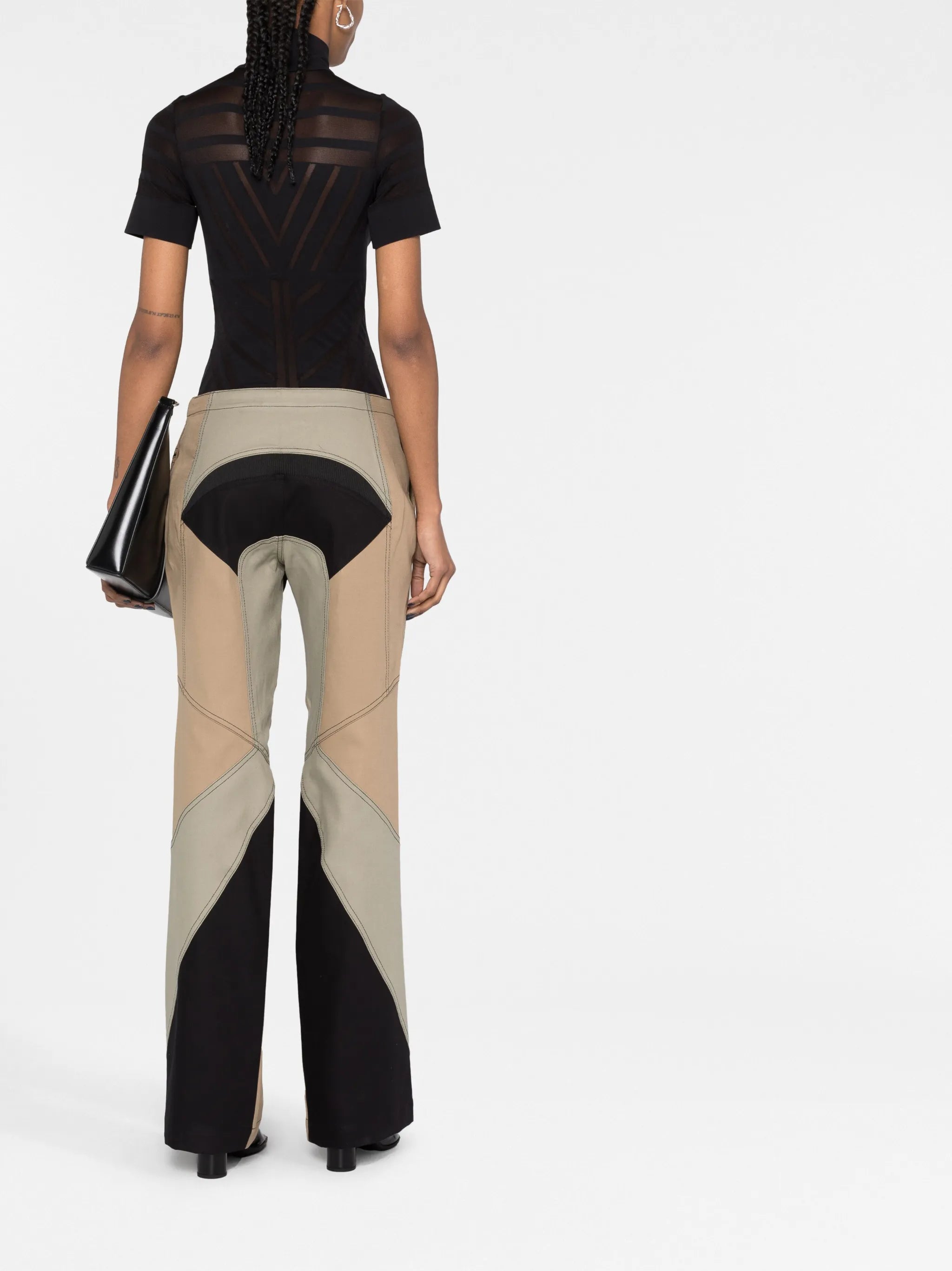 panelled belted trousers