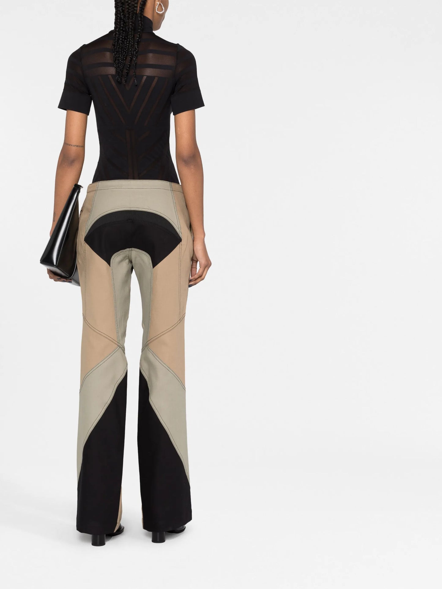panelled belted trousers