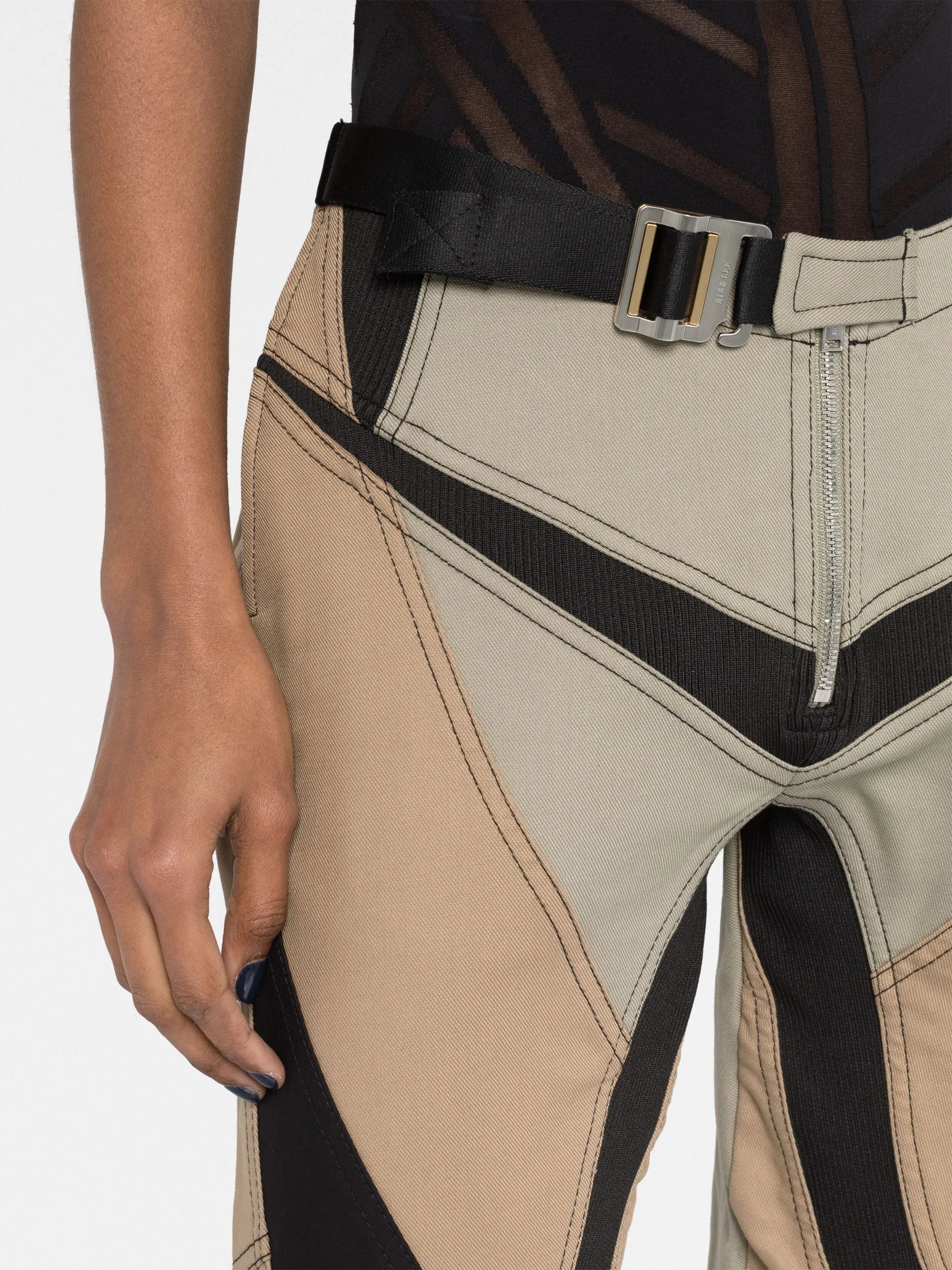 panelled belted trousers