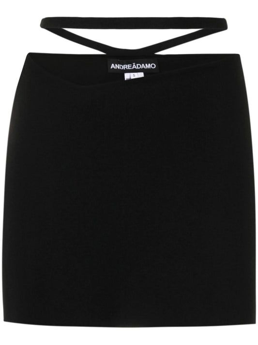 cut-out belted mini skirt