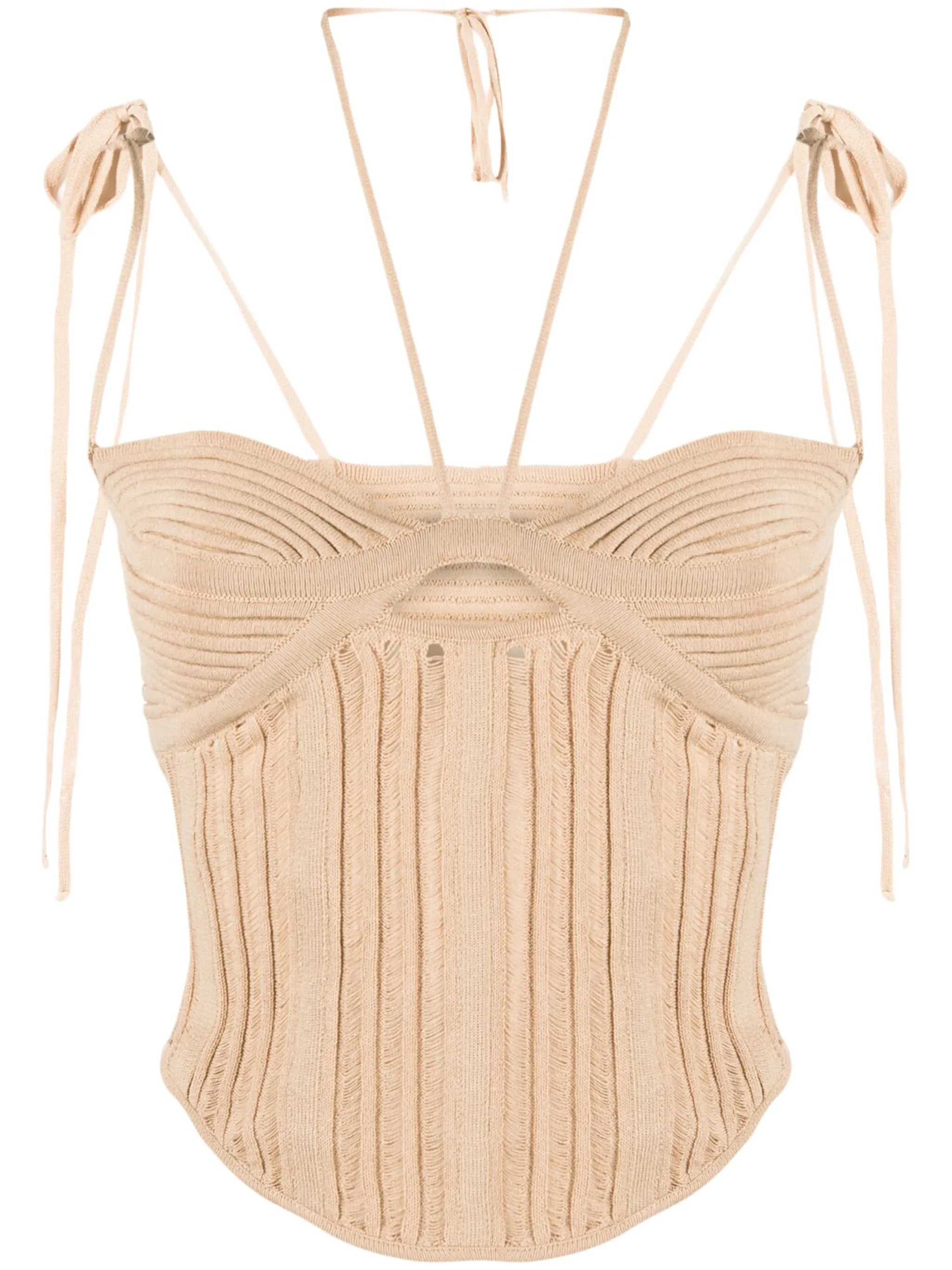 ribbed-knit corset top