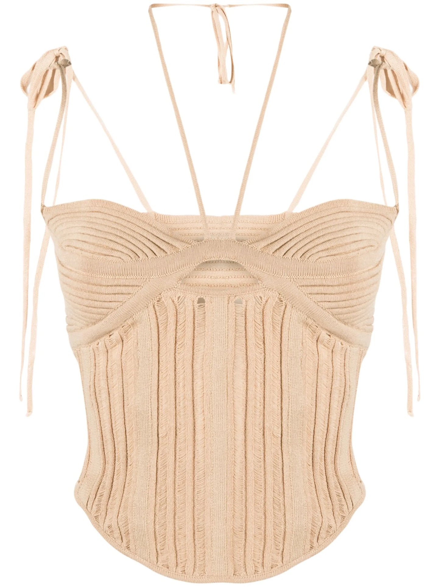 ribbed-knit corset top