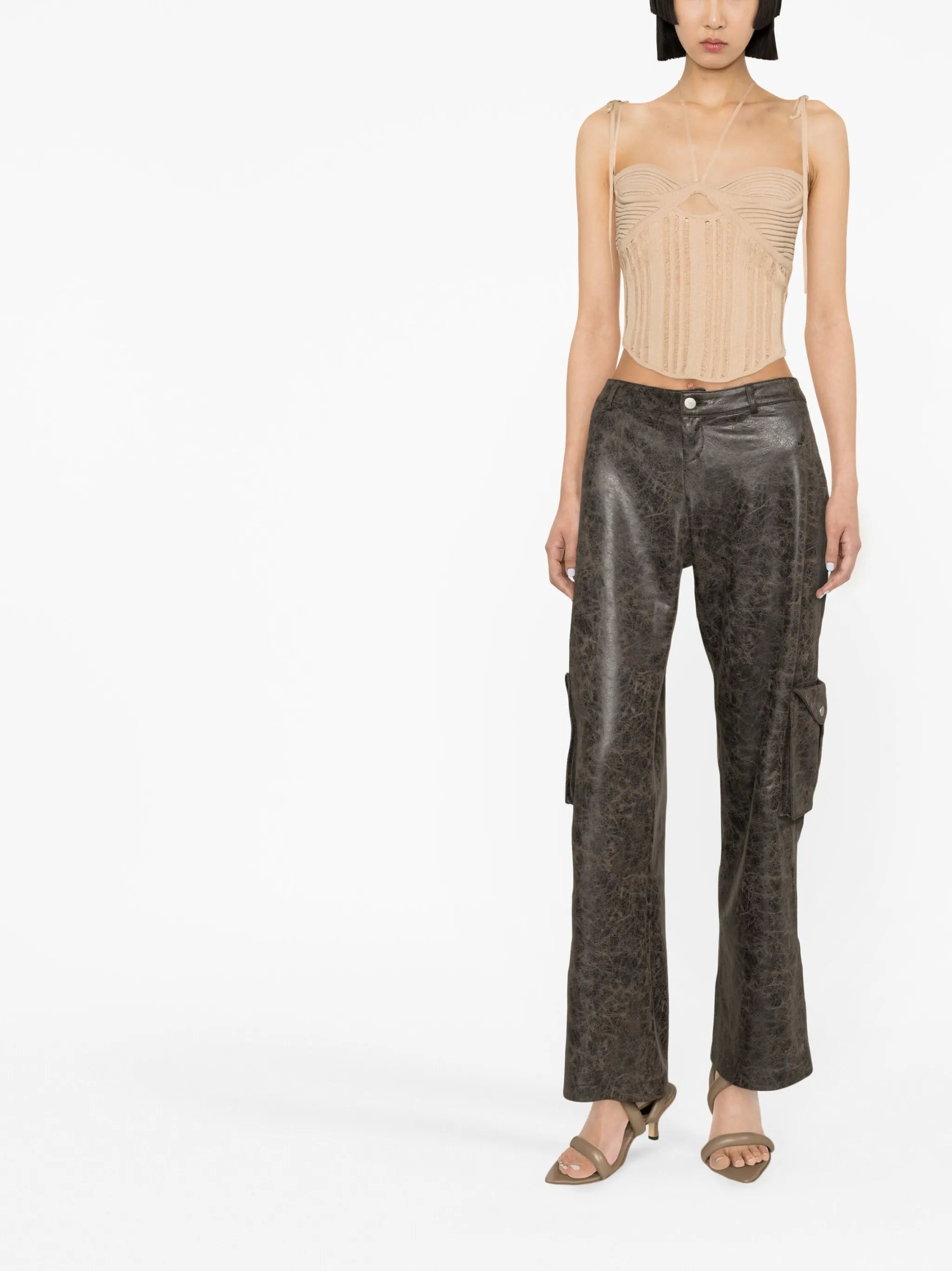 ribbed-knit corset top