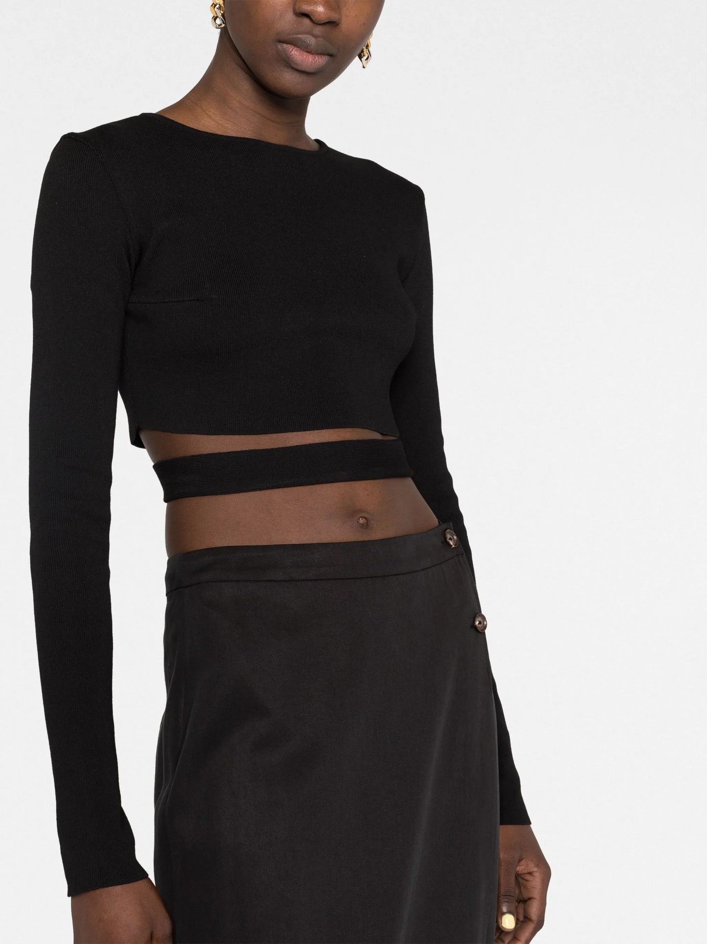 cut-out ribbed crop top