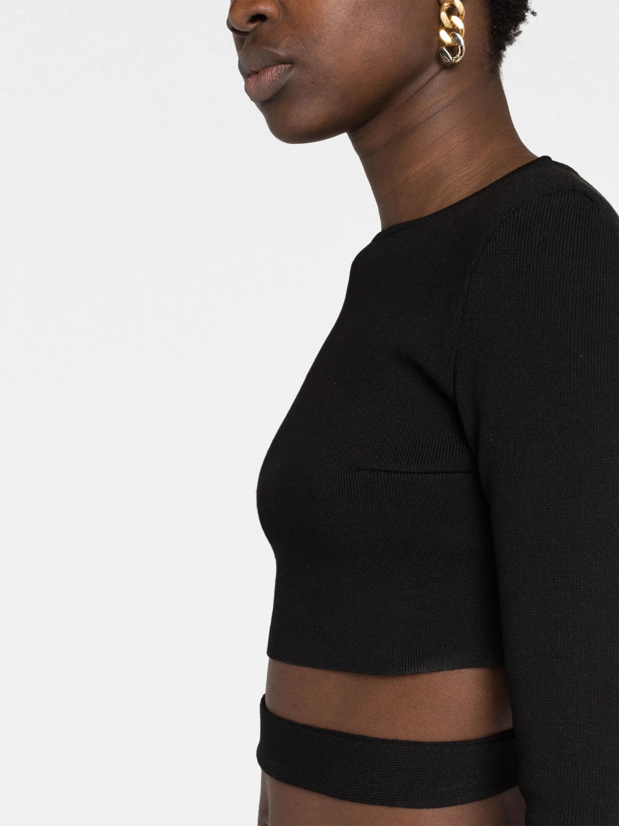 cut-out ribbed crop top