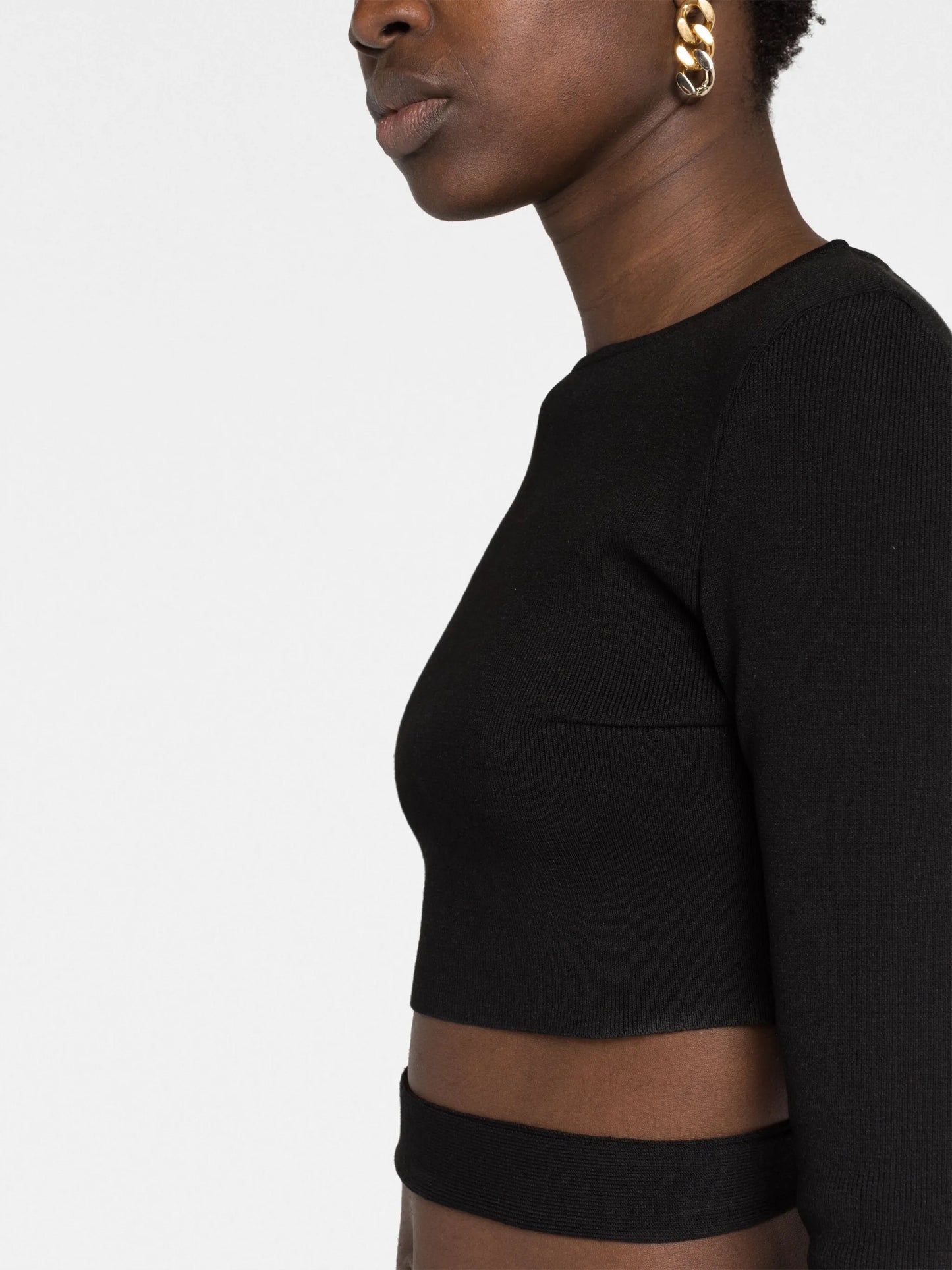 cut-out ribbed crop top