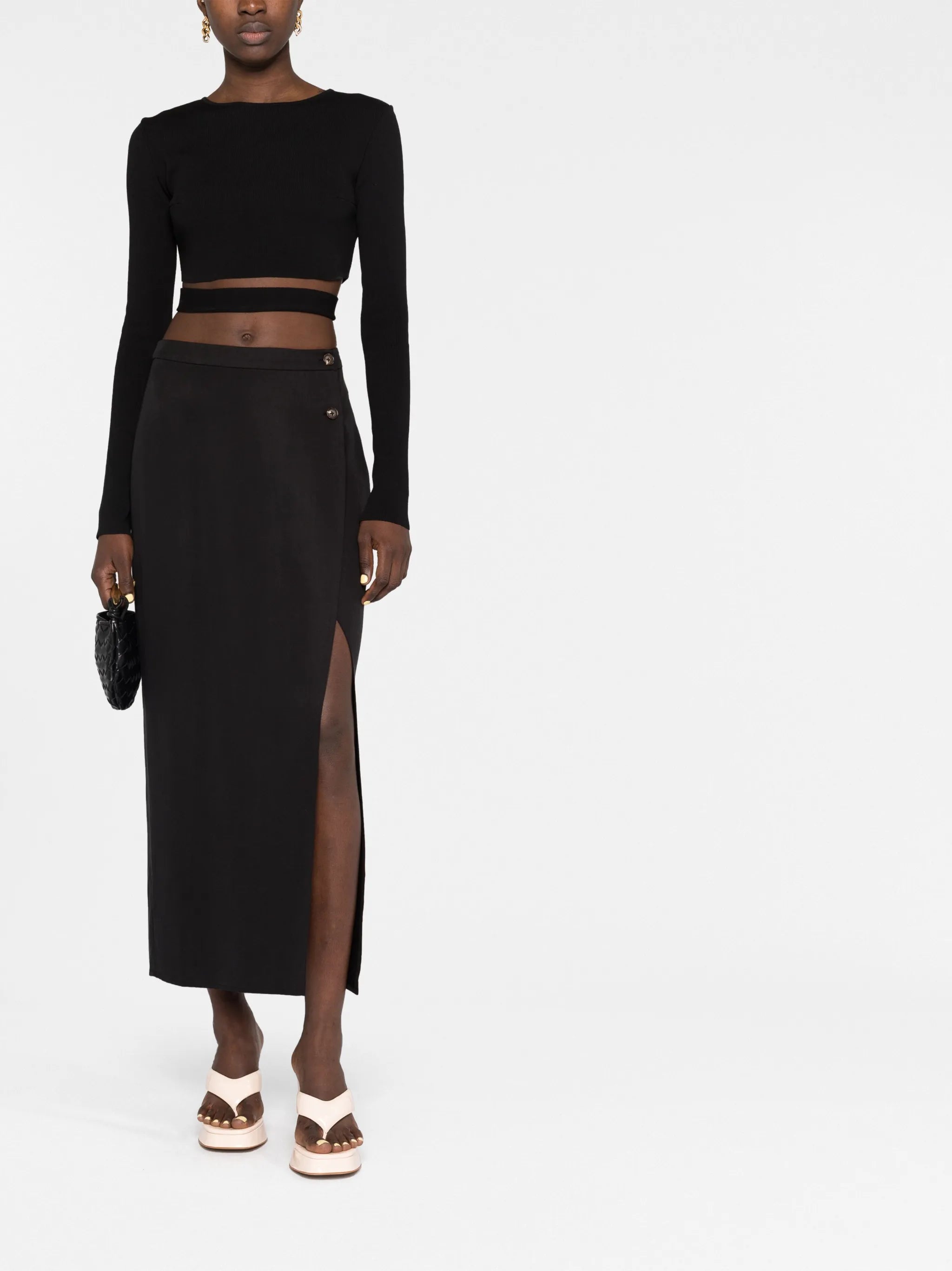 cut-out ribbed crop top
